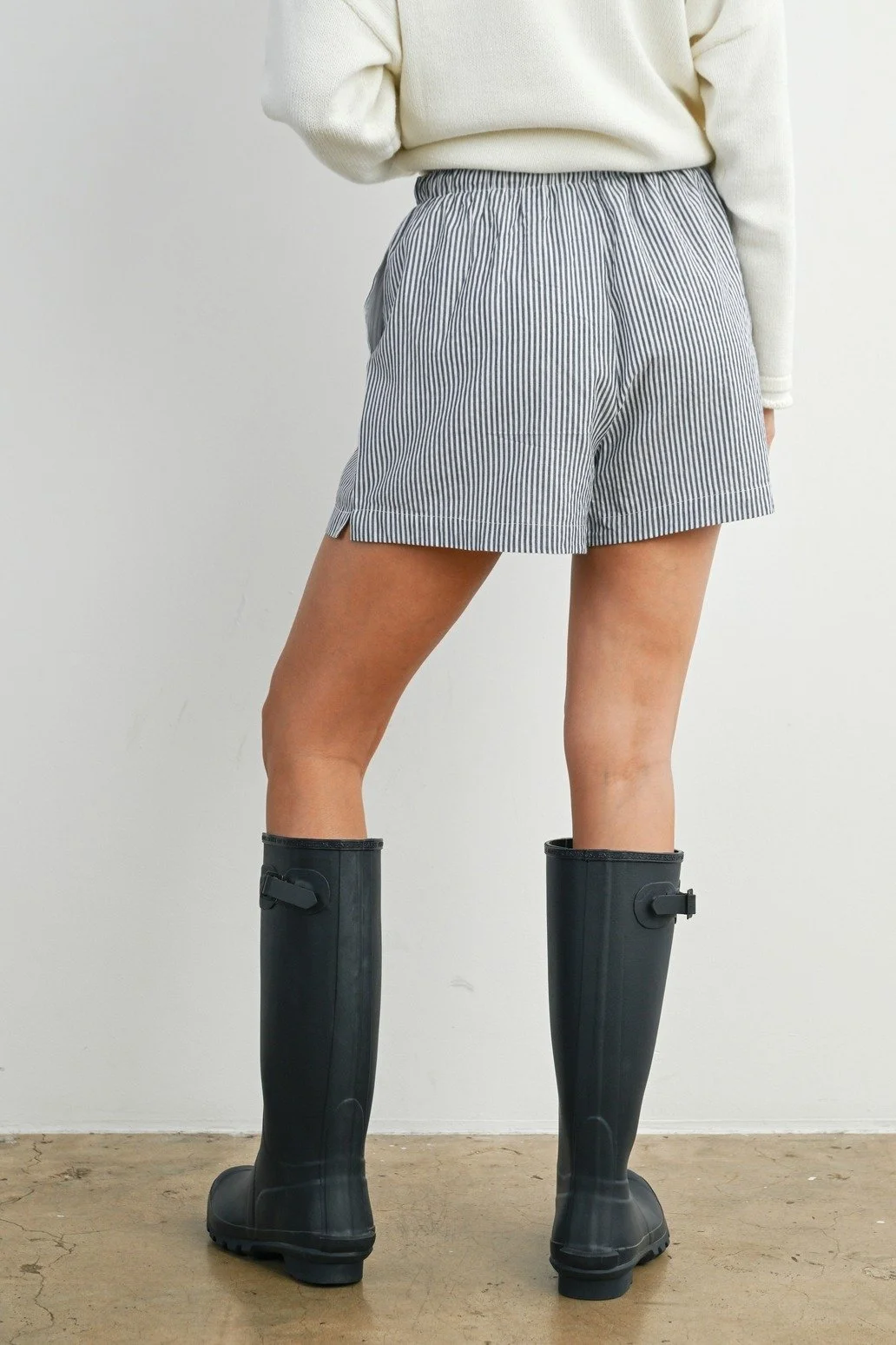 Drawstring Boxer Shorts Navy Stripe