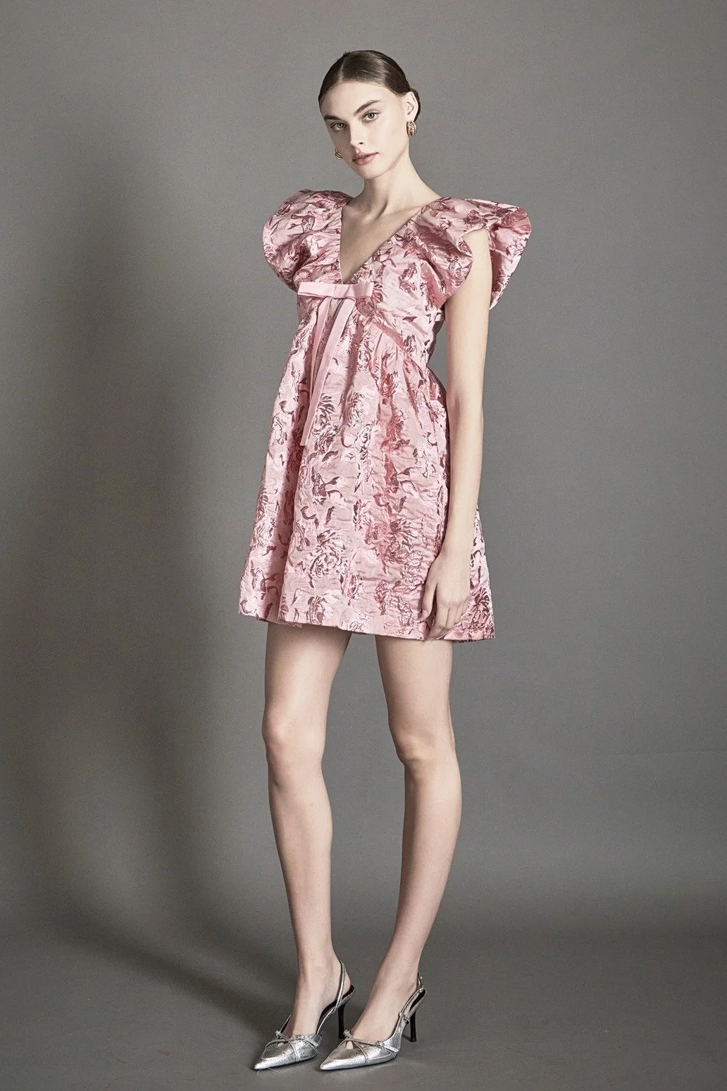 Jacquard Print Mini Dress Pink
