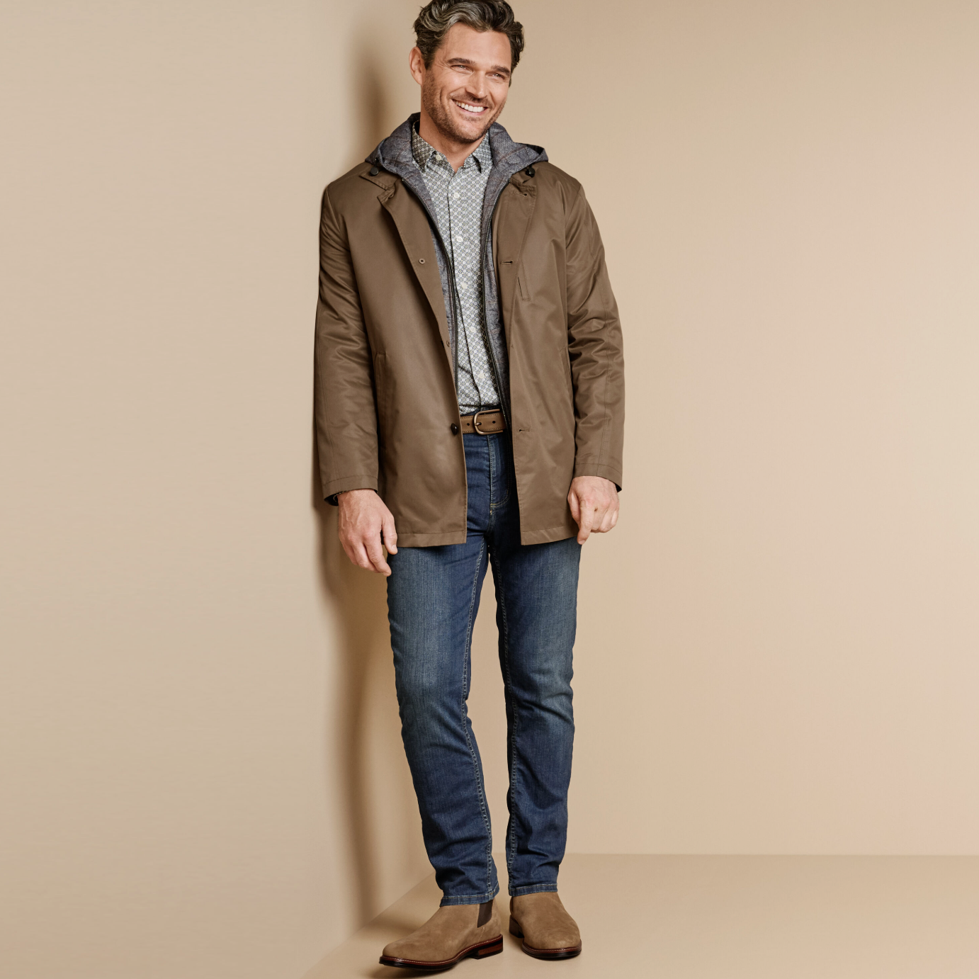 Johnston & Murphy Upton Raincoat Whiskey/Gray Plaid
