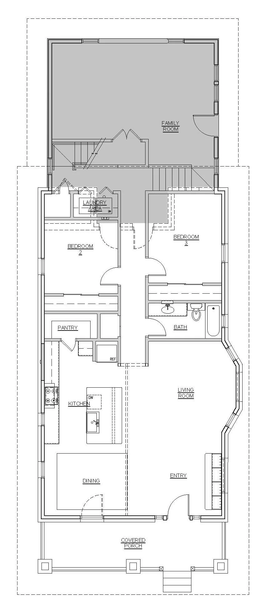 Main Level Floor Plan &amp;&nbsp;Lower Level (addition in gray)