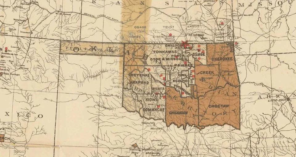 1890 Map of the Oklahoma and Indian Territories