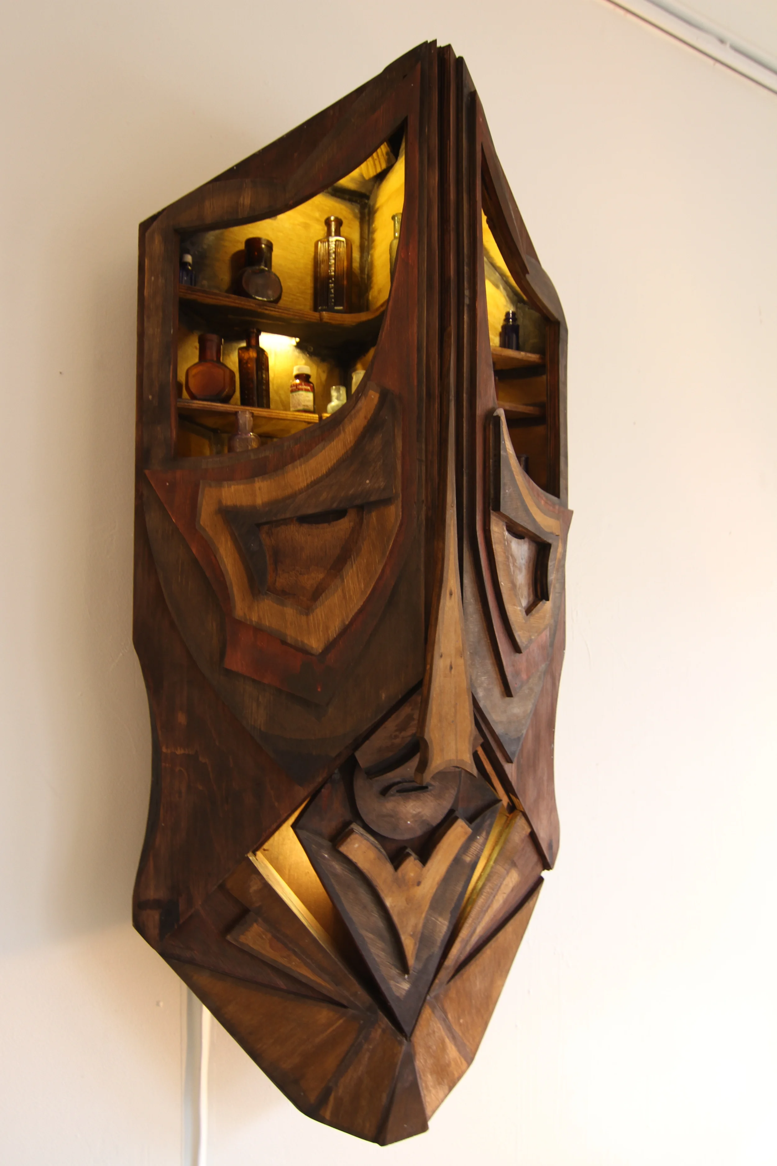  2012, Timber, found objects, LED, oil stain, 120x60x30cm, Photograph by Michael Herman 