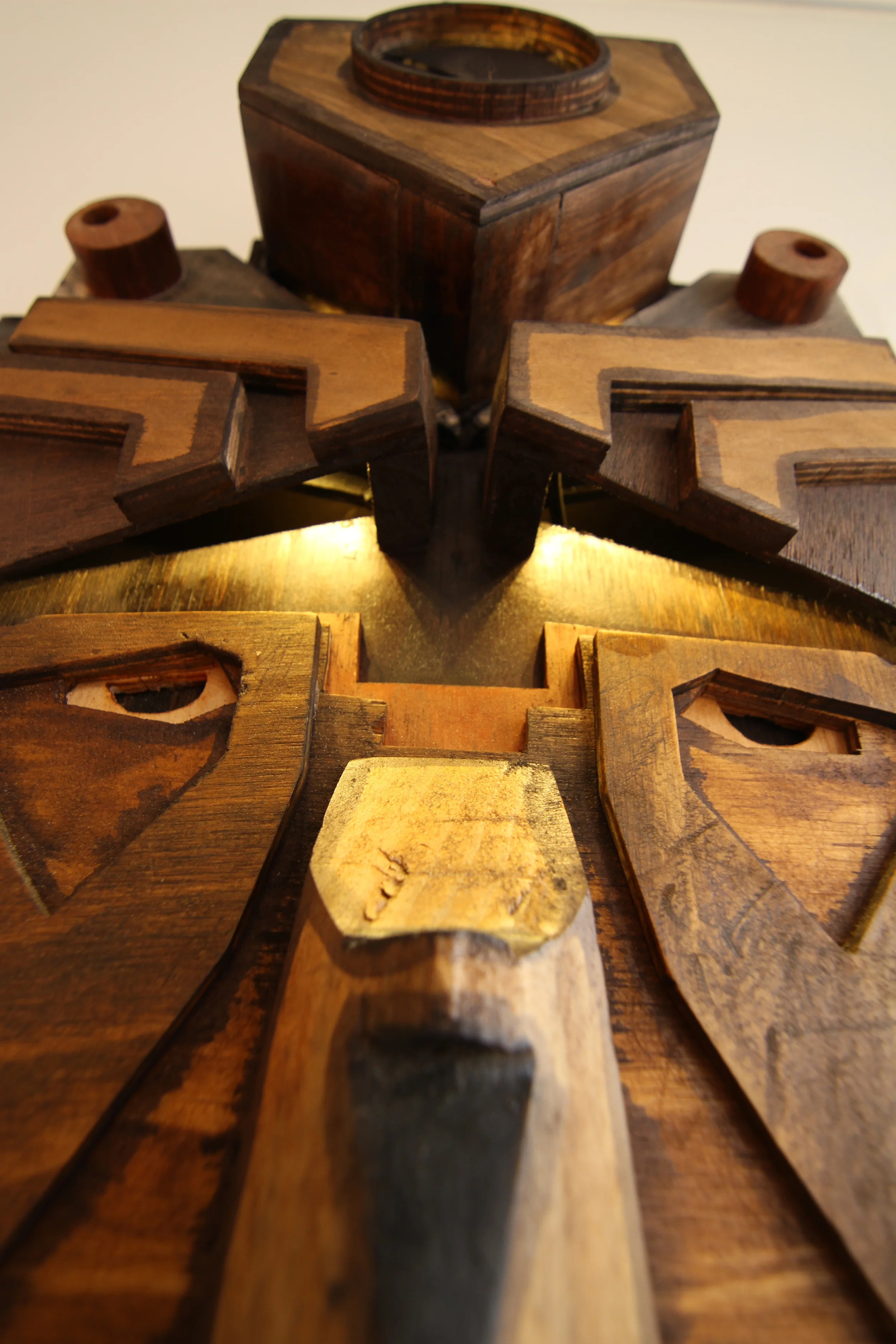  2012, Timber, brass, LED, oil stain, 85x48x24cm, photograph by Michael Herman. 