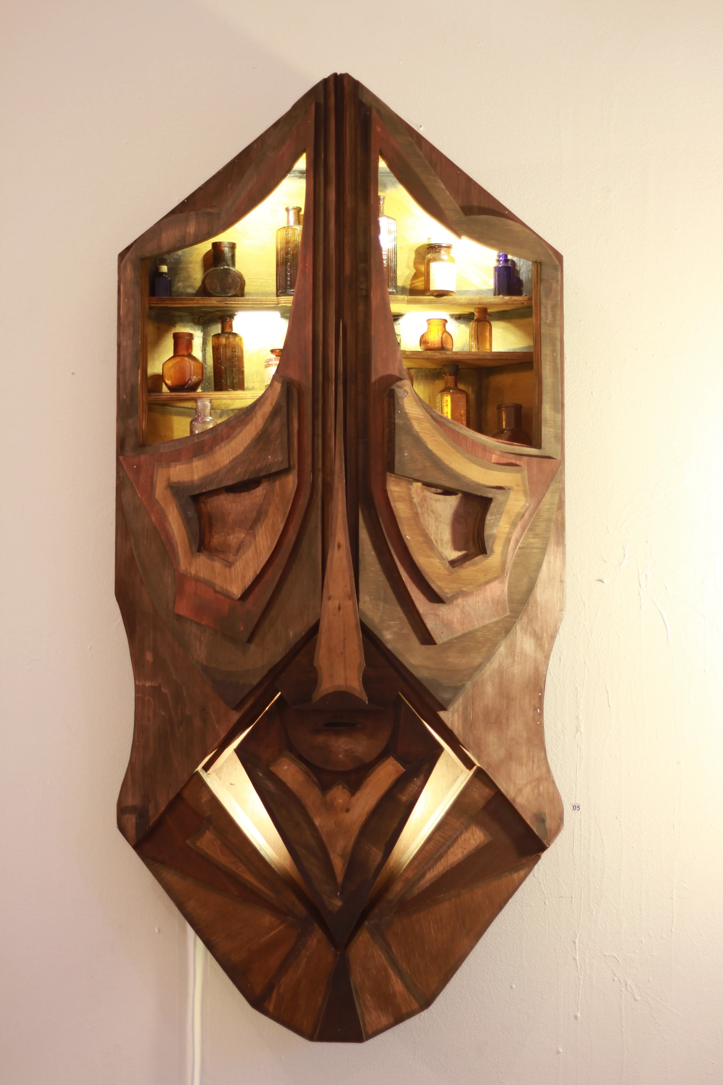  2012, Timber, found objects, LED, oil stain, 120x60x30cm, Photograph by Michael Herman 