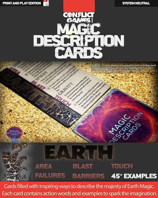 PDF ALERT!
0.99 cents PDF Slice of the Magic Description Cards. Forth of Seventeen coming to DriveThruRPG
Memorable DIVINE SPELL DESCRIPTIONS Here
https://www.drivethrurpg.com/product/311211/Magic-Description-Cards-EARTH-MAGIC