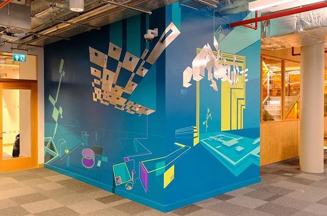 It&rsquo;s been a great pleasure to be commissioned to be a FaceBook Artist in Residence, where I made this custom wall mural in the Oculus Rift VR offices. I was assisted by the incredible George Hill-Baker @georgehill_baker  #Repost @fbairprogram
・