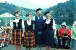 The dedication of Loch Lomond. From left to right, Margaret Browning, Anne Laurie, Sheriff's Captain Wesley Hopfer, Mrs. Jean Hopfer. Jean Hopfer was the driving force behind the naming of the reservoir