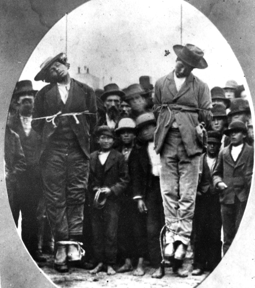 The last lynching in 19th century Santa Cruz, May 3, 1877, Water Street Bridge. There was an epidemic of lynchings in the Monterey Bay Region in the mid-1850s, intensified by a drought that brought anti-Hispanic racism to the forefront. For the best analysis of this 1877 event, see Geoffrey Dunn's classic, Santa Cruz is in the Heart.