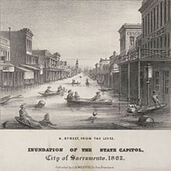 Image of Sacramento during the flood of 1862