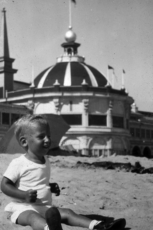 For local creds, here is Sandy Lydon on the Santa Cruz Main Beach in 1941. Check out the tan! That's a local's tan!