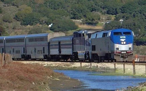 The Coast Starlight as it rolls alongside Elkhorn Slough. You’ll see the Central Coast in an entirely new way from the train.