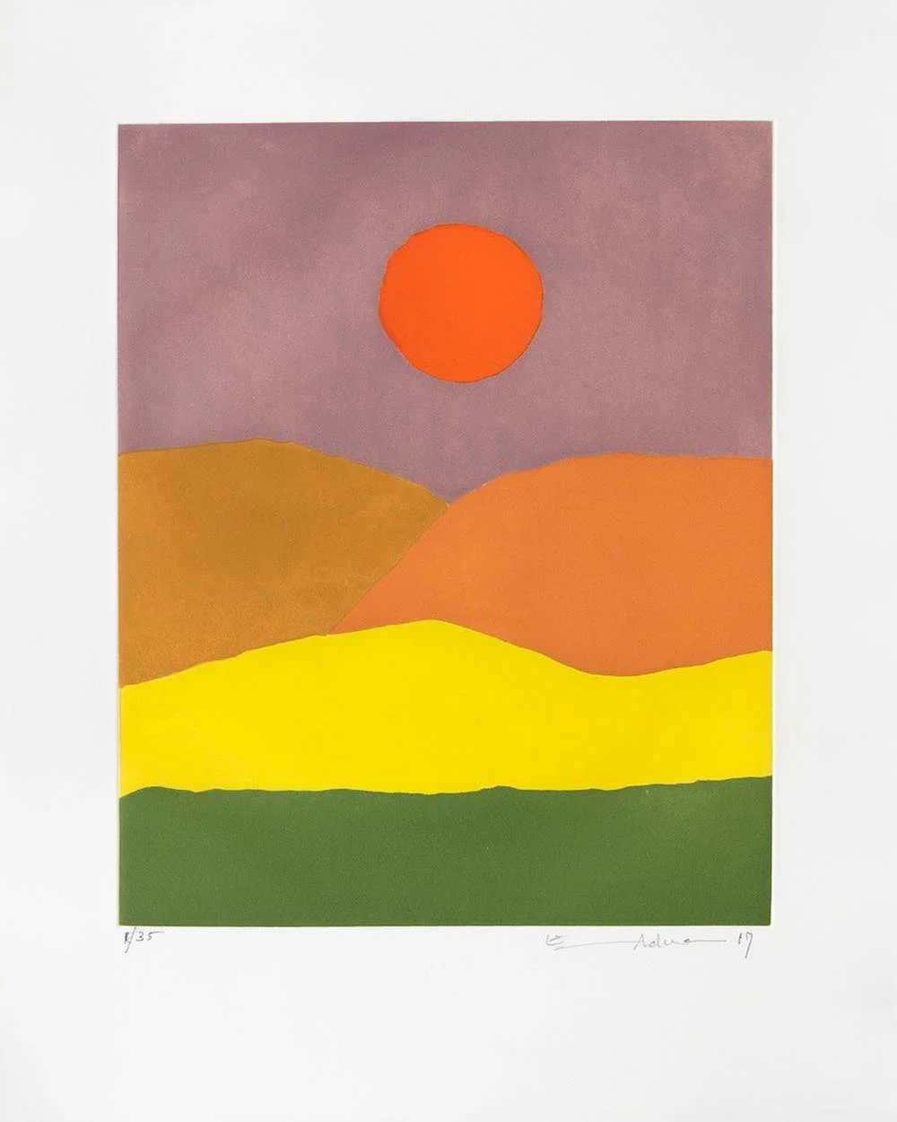 Etel Adnan, Paysage de feu, 2017