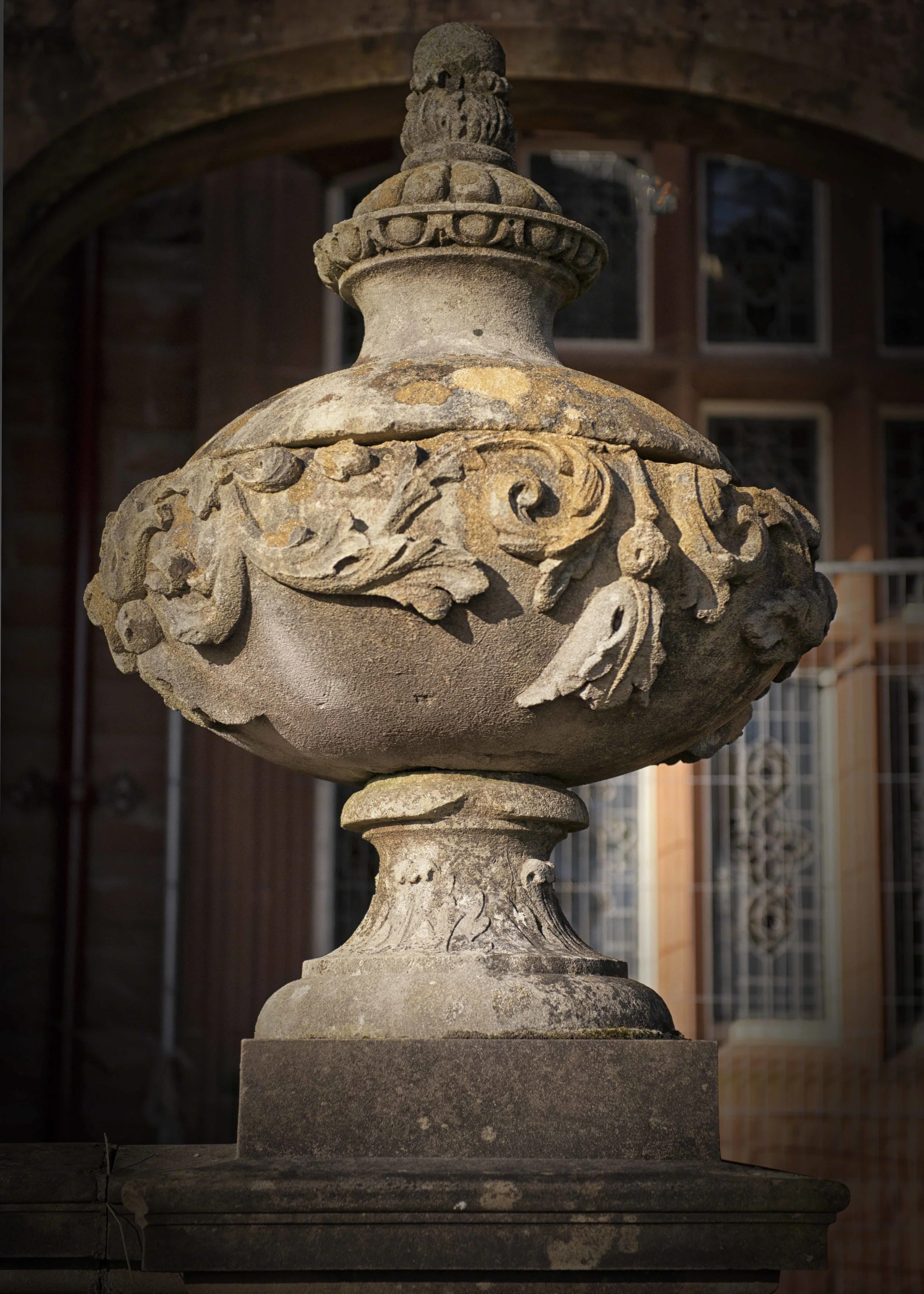 131. One of the large decorative finials on the front of the castle.