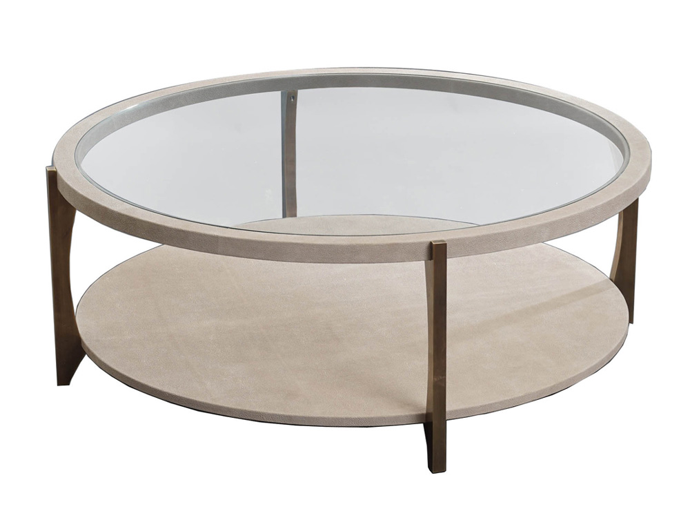 Coffee Tables Simpsons London, Round Leather And Glass Coffee Table