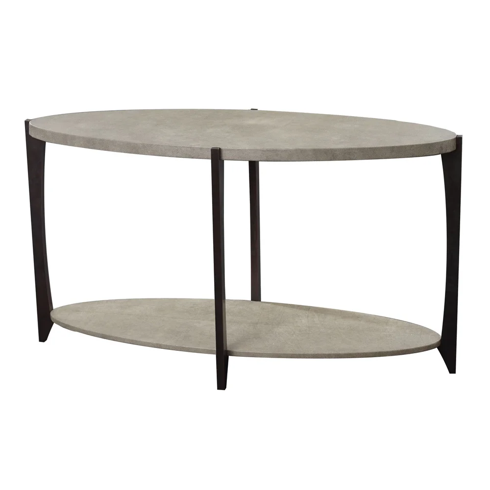 BELVEDERE OVAL CONSOLE Finished in Smoke Faux Shagreen Dimension: W 140cm x D 50cm x H 80cm