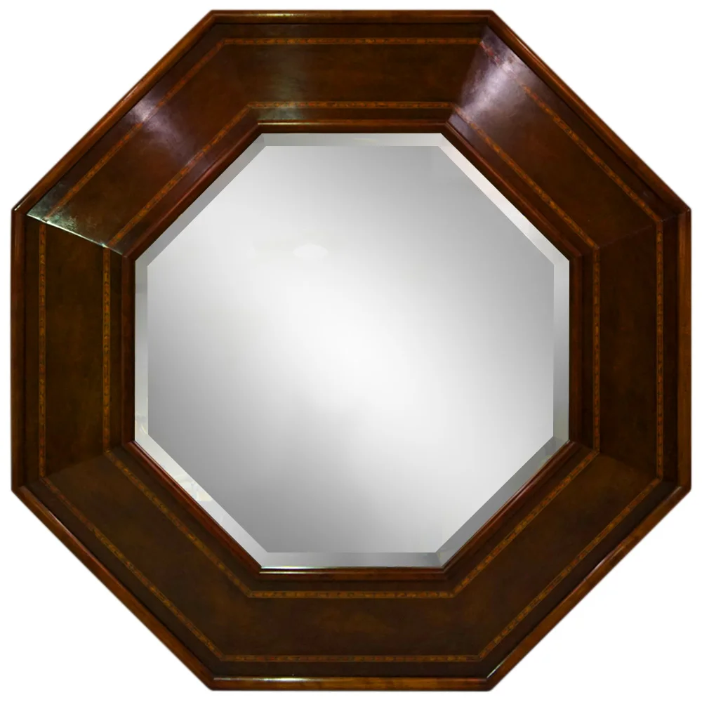 WALNUT AND MAHOGANY OCTAVIA MIRROR Dimension: W 103cm x H 103cm