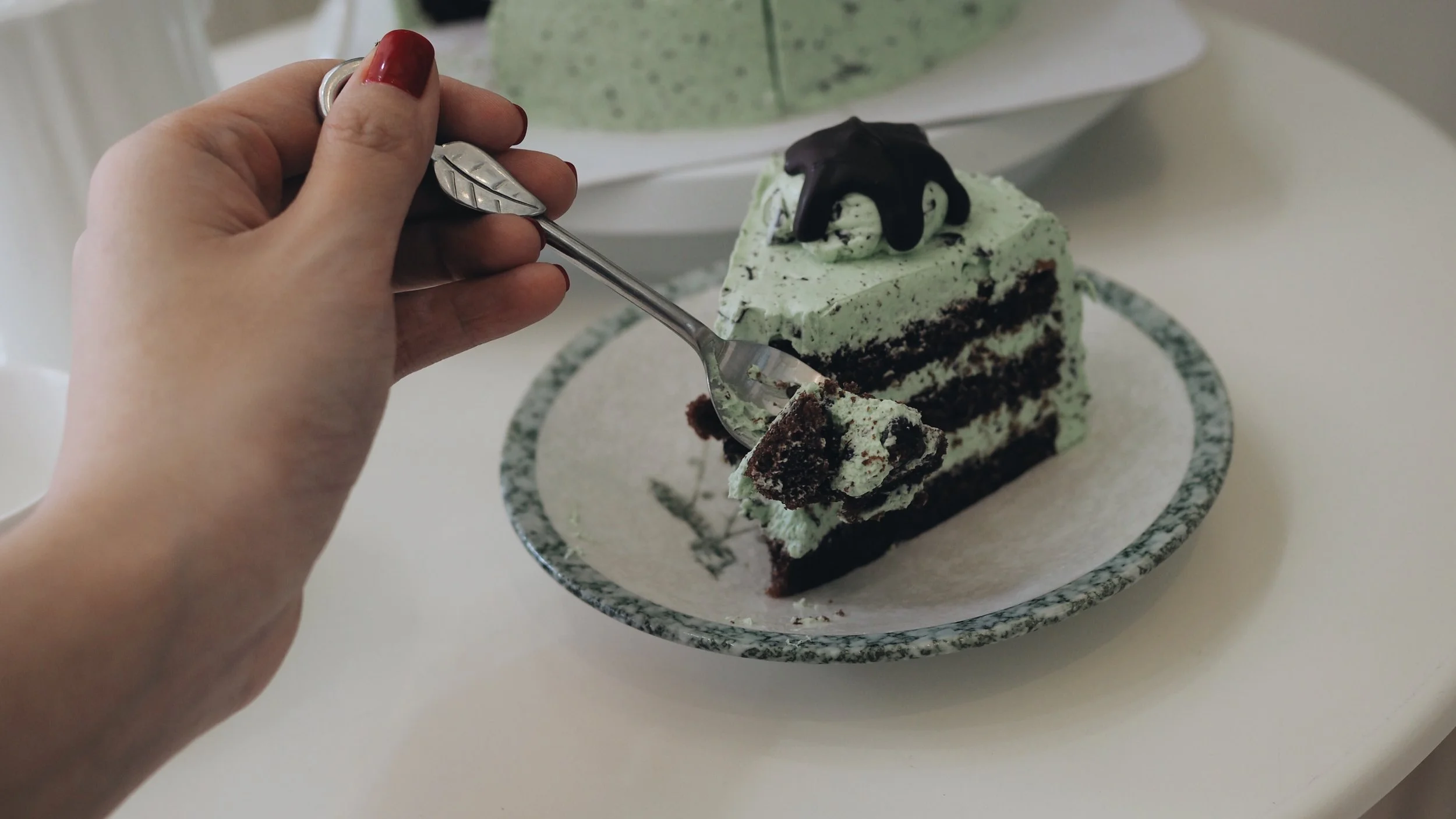 Mint chocolate chips cake