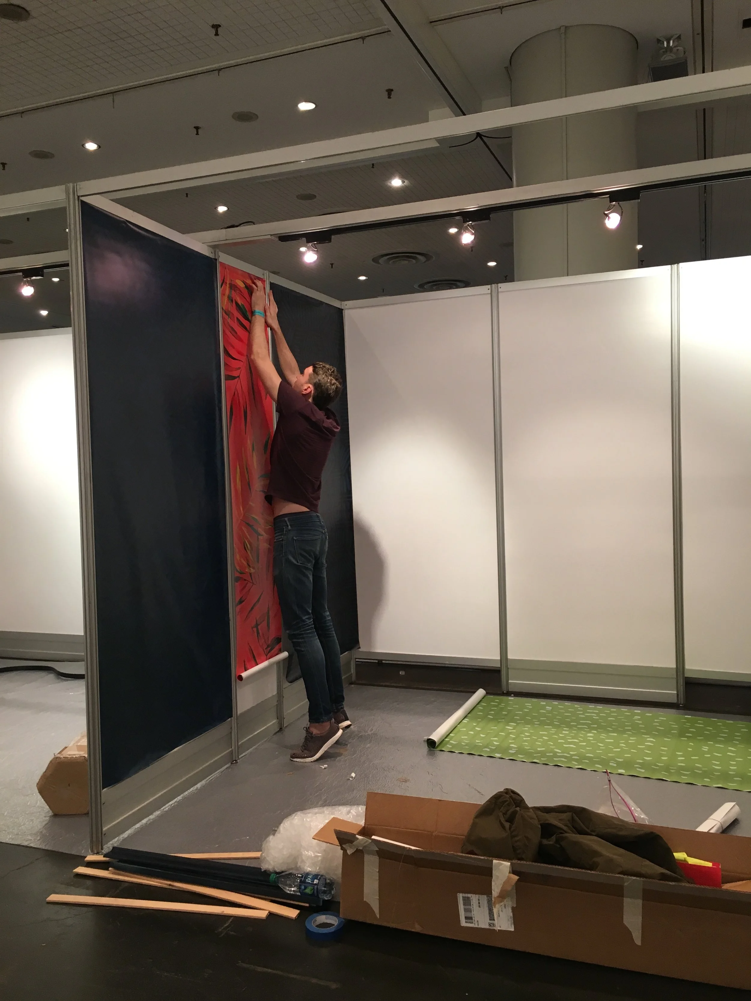 The hubs helping to set up the booth