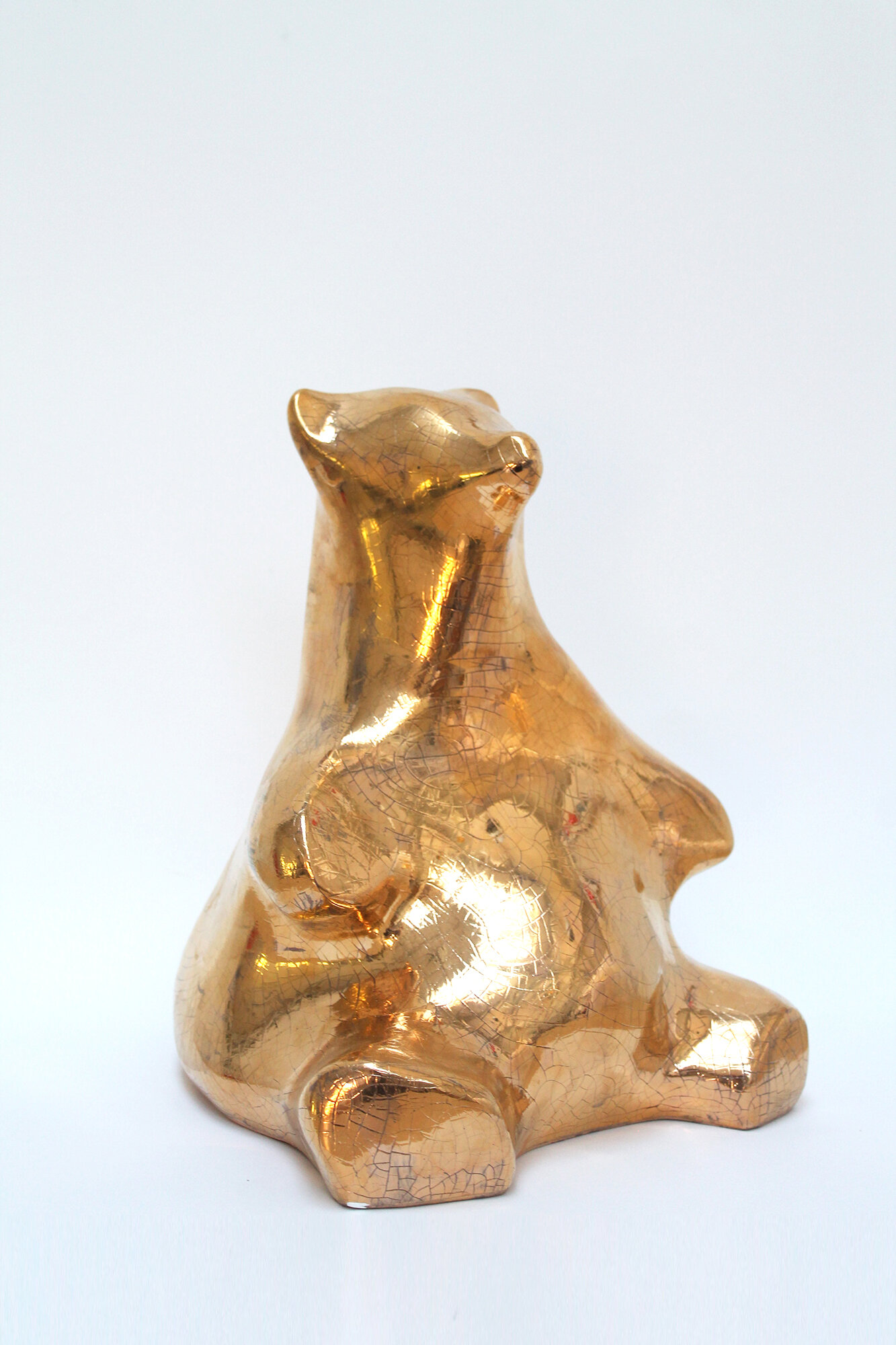 'FUCK OFF GOLD BURR'. Glazed Ceramic, 24 Carat Gold Lustre. H31 x W24 x D24cm. 2019