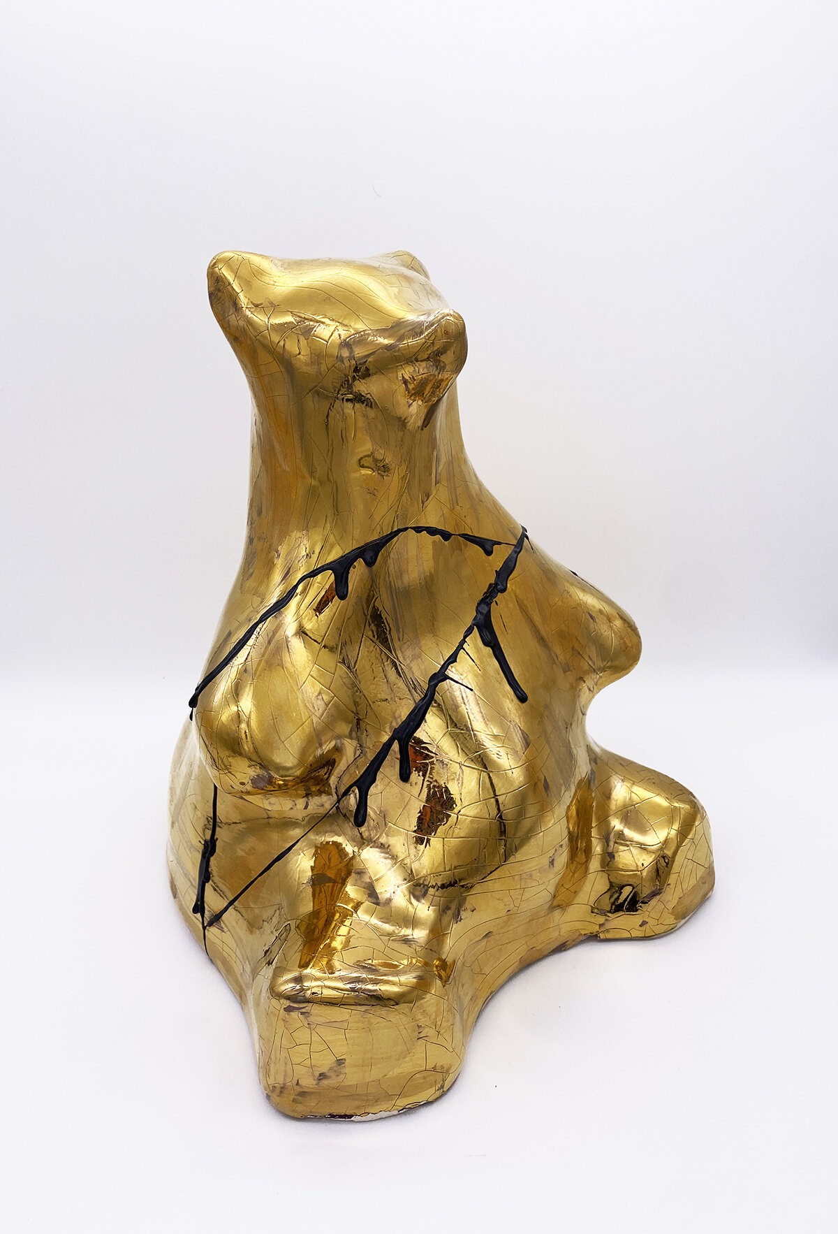 GOLD KINTSUGI BURR, Glazed Ceramic. H31 x W24 x D24cm