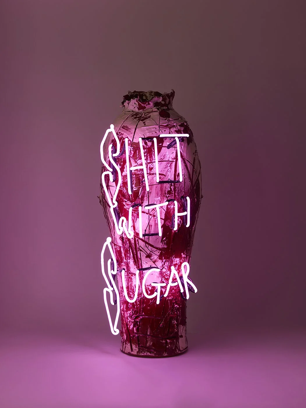 SHIT MEALS MUM MADE IV - Glazed Ceramic, Neon. H88cm x W36cm x D40cm