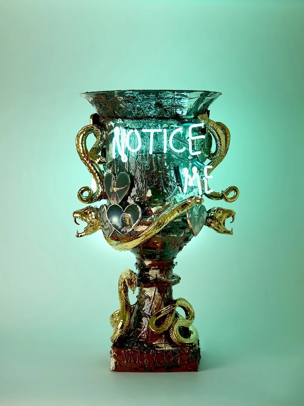 Notice me...take my hand - Britney pot. Glazed Ceramic, Neon. H84cm x W50cm x D43cm