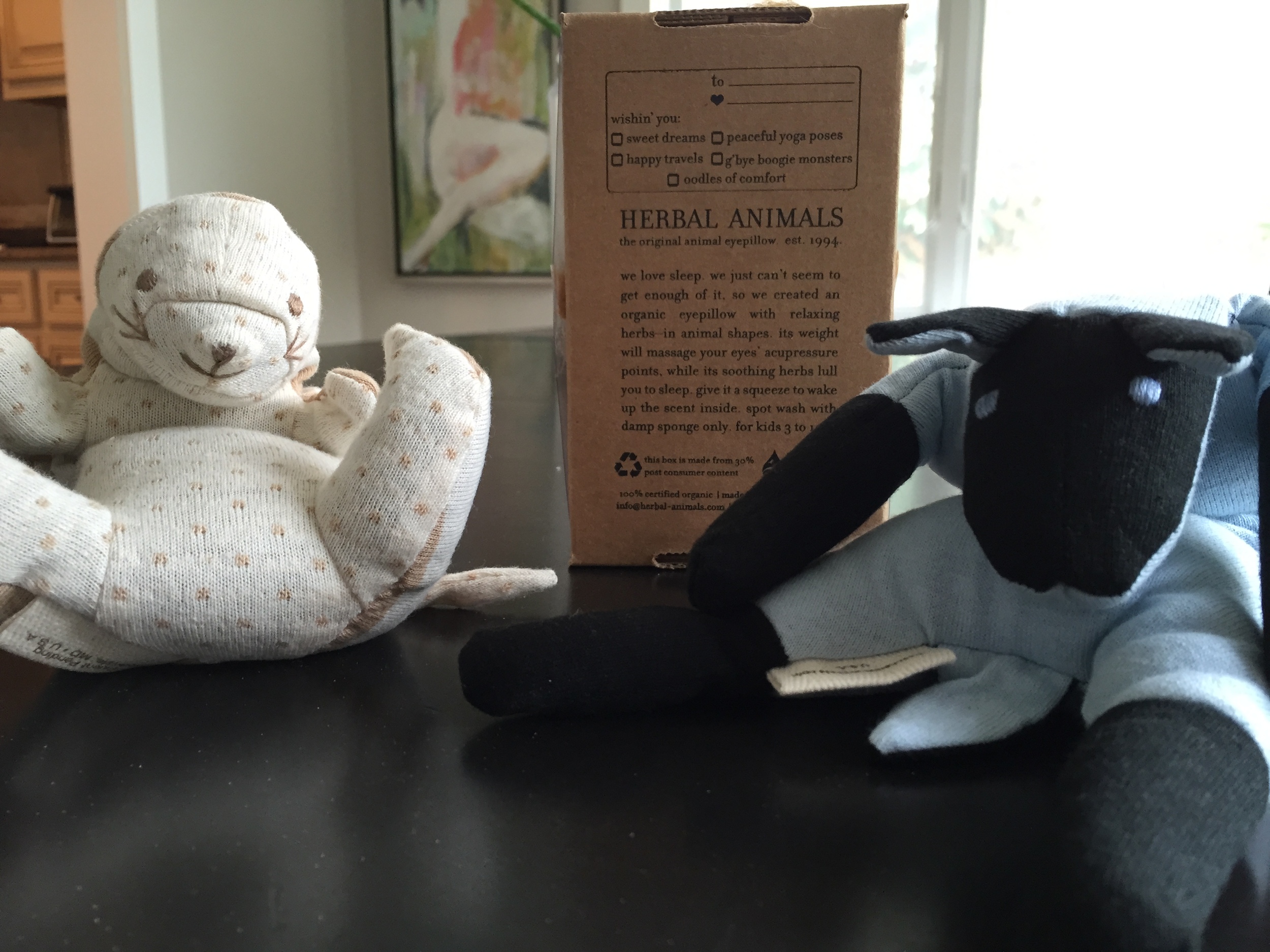 I'm sending these two eye pillows made with lavender to my niece and nephew. I purchased the last of the eye pillows from Love Crate but you can check www.herbal-animals.com for more. Herbal eye masks help my kids calm down for bed and block out the light for a quicker drift off. They make great Back To School pinches.