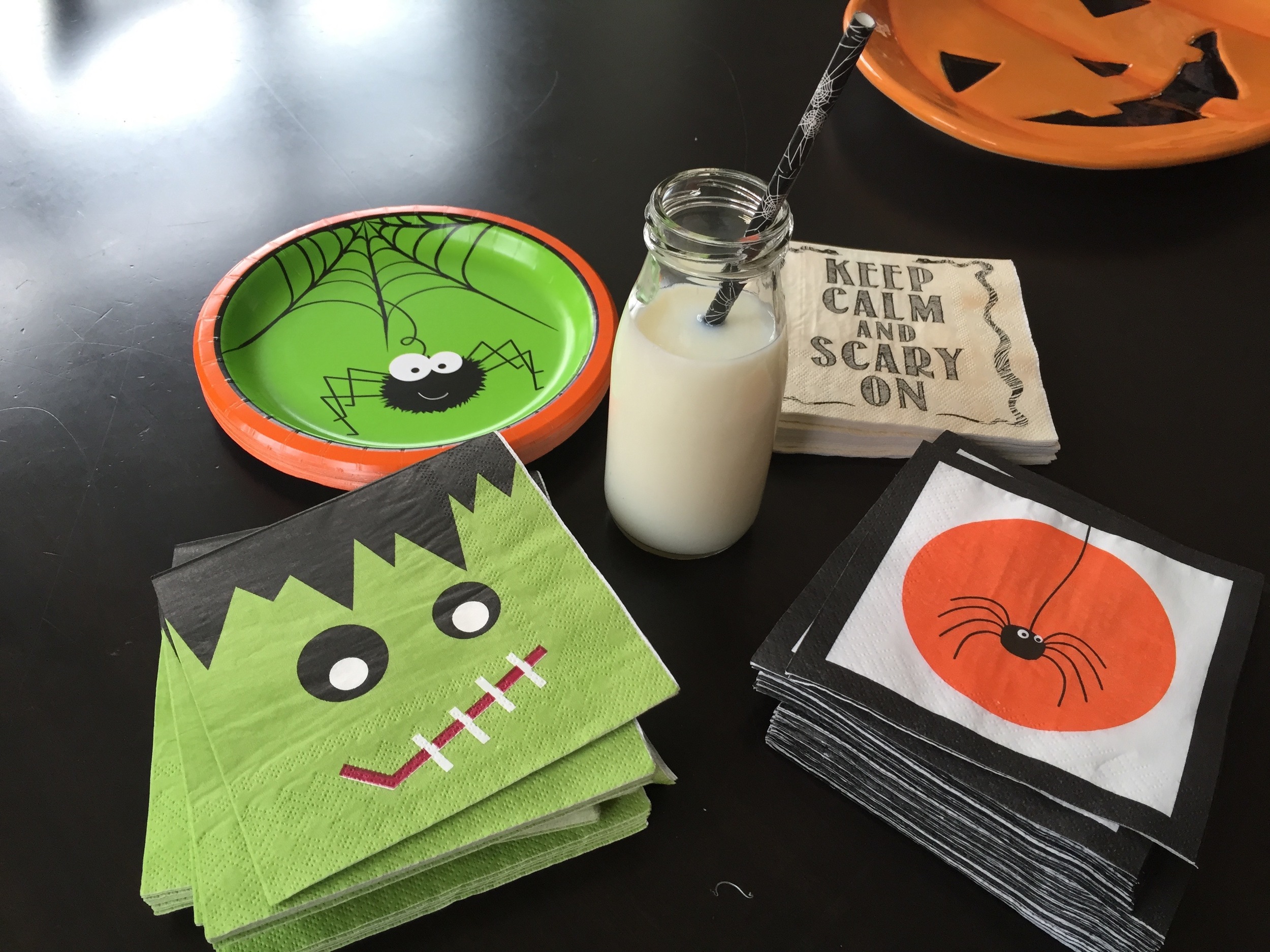 Couldn't resist buying a ton of napkins - each design was only $2.99 from Home Goods and there are 40 napkins in a pack! Straws were $1.99 for 24 straws. Milk bottles are from Dress My Cupcake ordered on Amazon . Even though there were only 12 students, I bought 24 bottles. I could use them for lots of events. 12 pack of bottles was $29.99.