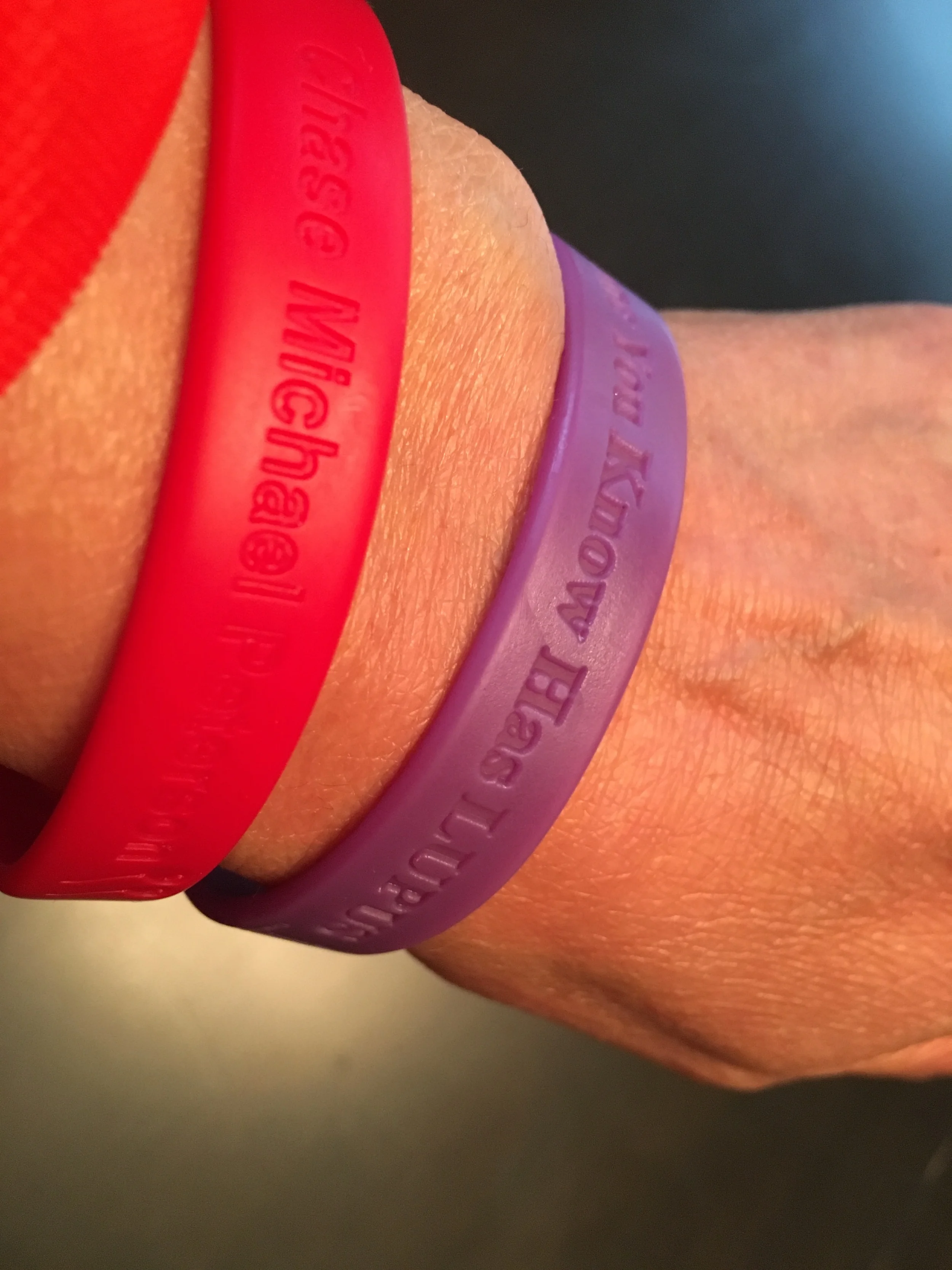 I will continue wearing this purple rubber bracelet that I’ve had on since April 12th (and haven’t taken it off) until my new one arrives. 