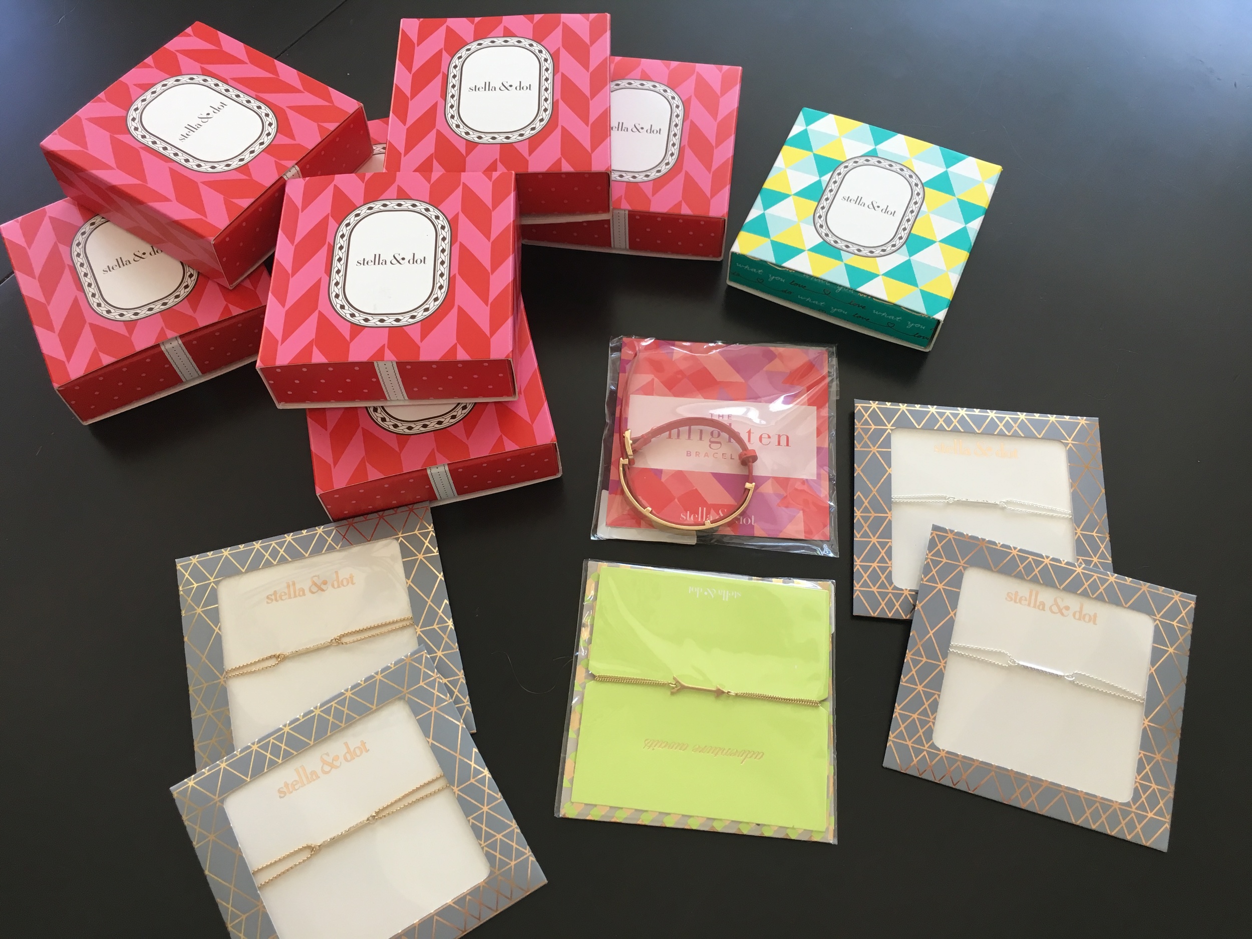 I ordered these from Stella & Dot on Monday, May 9th and received on Friday, May 13th. The kids and I looked thru the catalog and they circled the bracelets they wanted to get for each teacher. Included with each pinch we'll put Wendy's card so if they want to exchange, they can. 