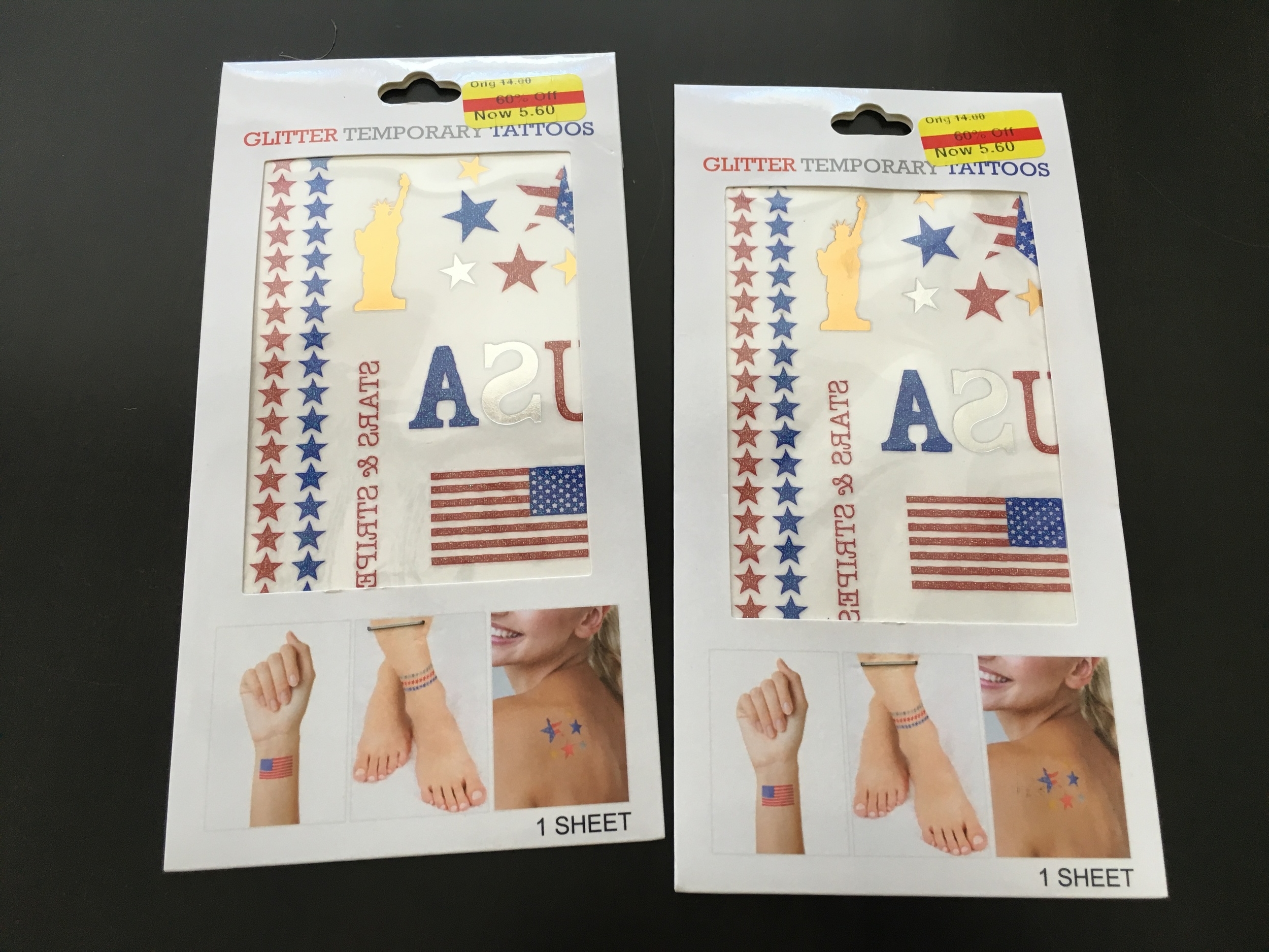 Glittery tats found at Kohl's for even cheaper than $5.60 each because there was a sale on top of the already discounted items. &nbsp;Score!