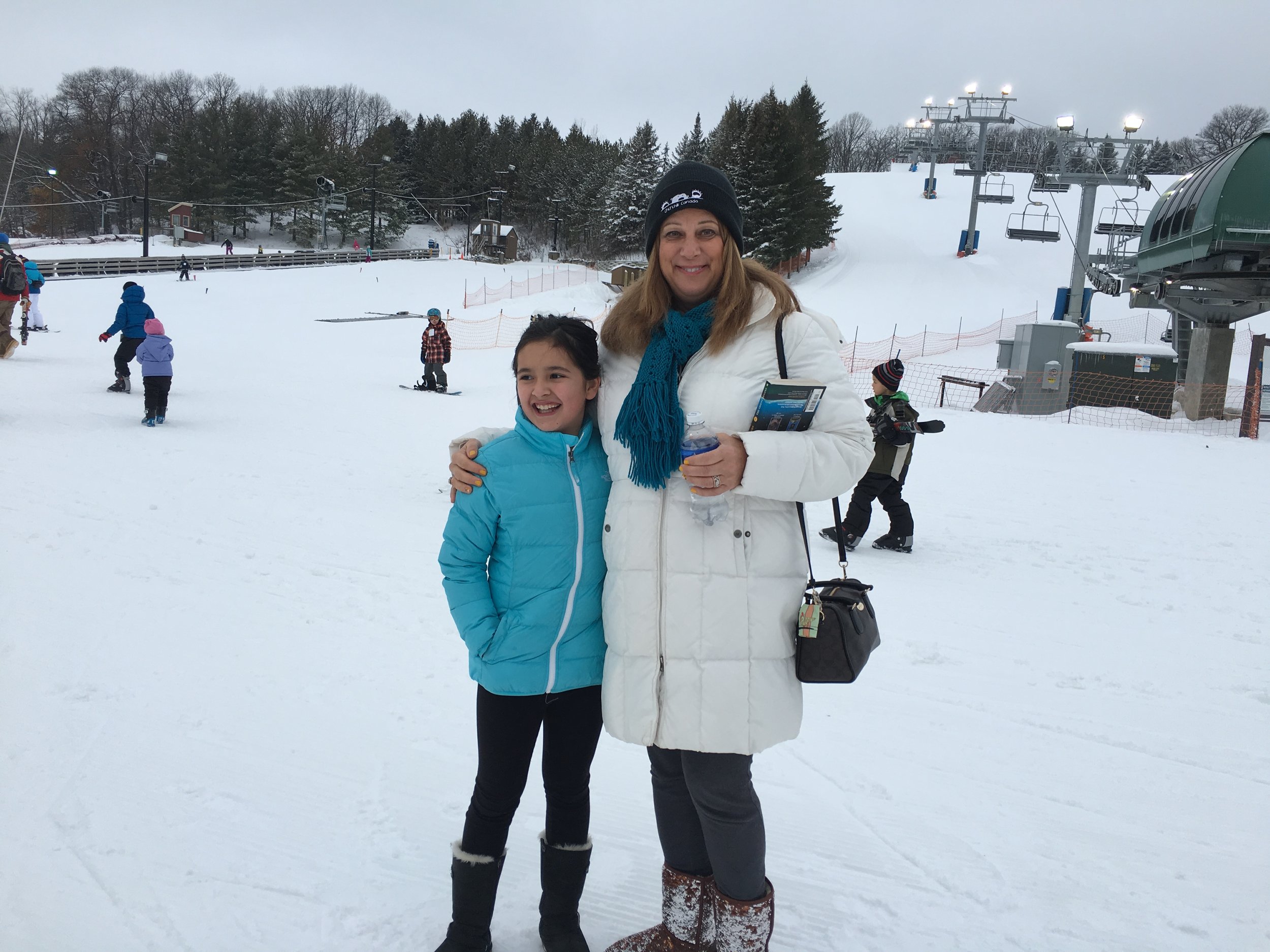 Instagram Message: One of these gals is a Packer fan so she'll have no problem finding something green to wear on St. Pat's. Look who's way in the back on his snowboard. 