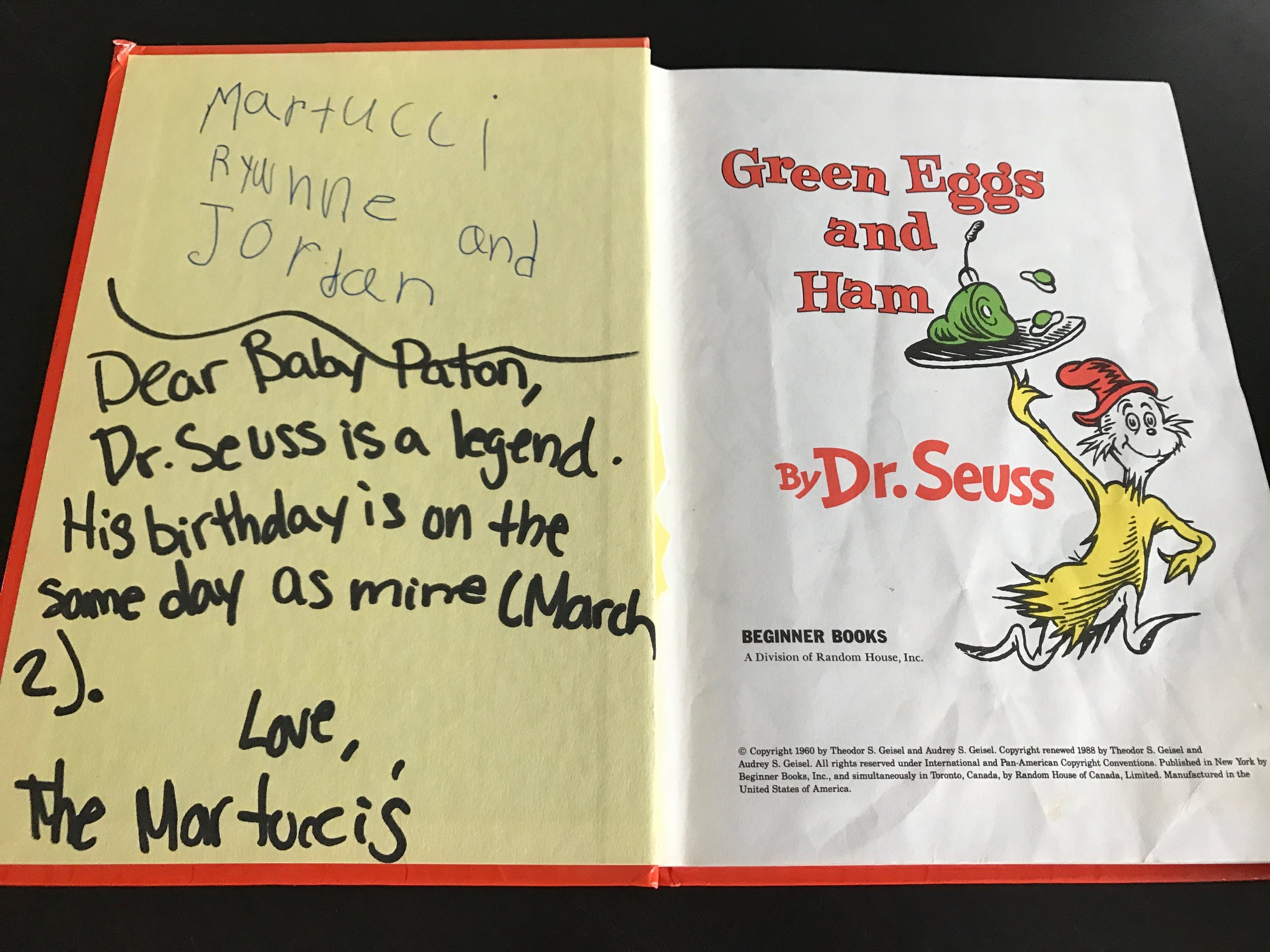 Ryanne Martucci gave us these two thoughtful pinch books. Her dedications are priceless. The theme for the baby shower for my daughter was books and she gave us some of her favorites. Lucky us! I started reading this book aloud everyday while pregnant.