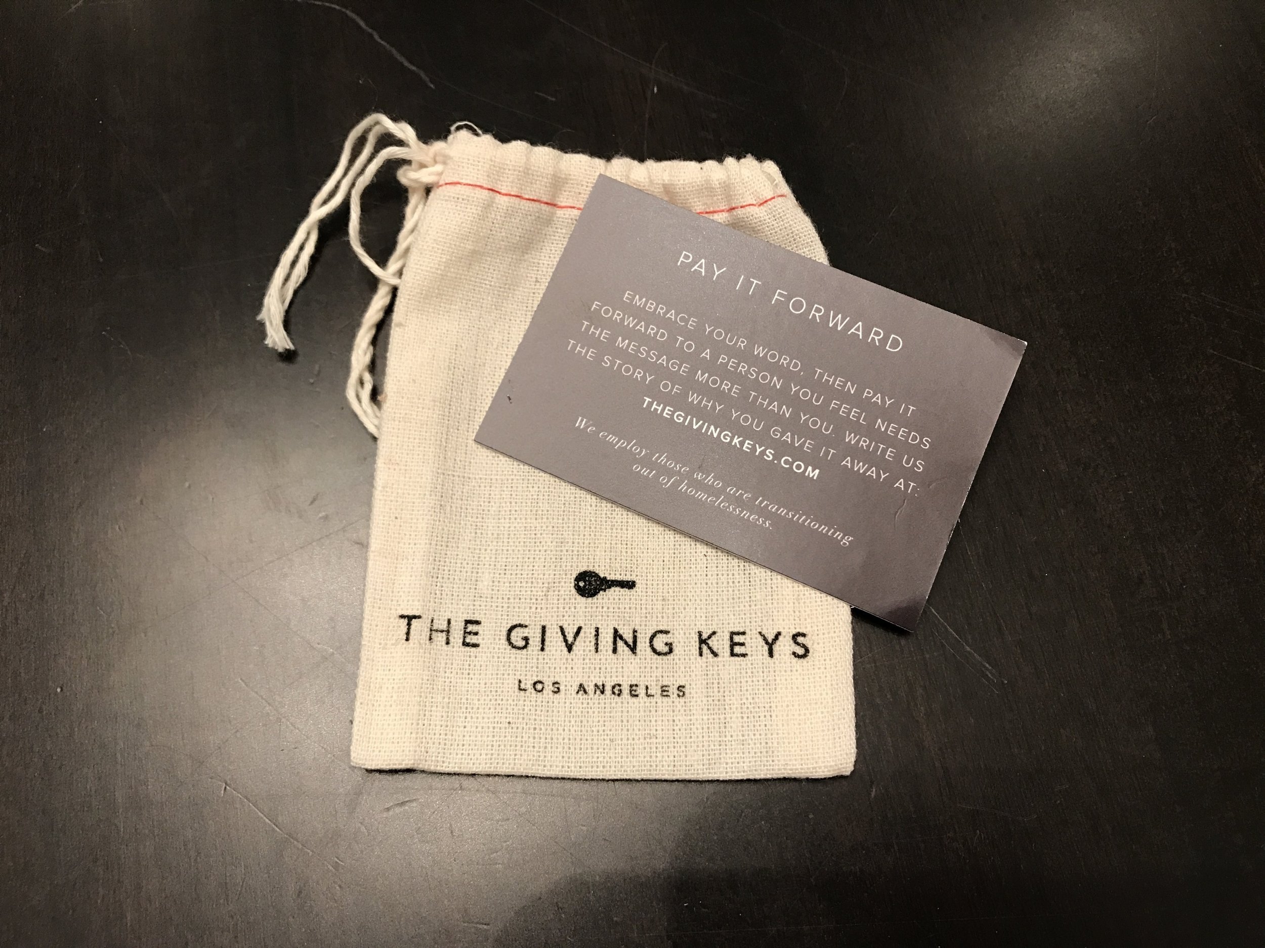 I kept the packaging of the INSPIRE bracelet that I received and passed on to Pia because I knew one day I would want to pay it forward thoughtfully . The Giving Keys .