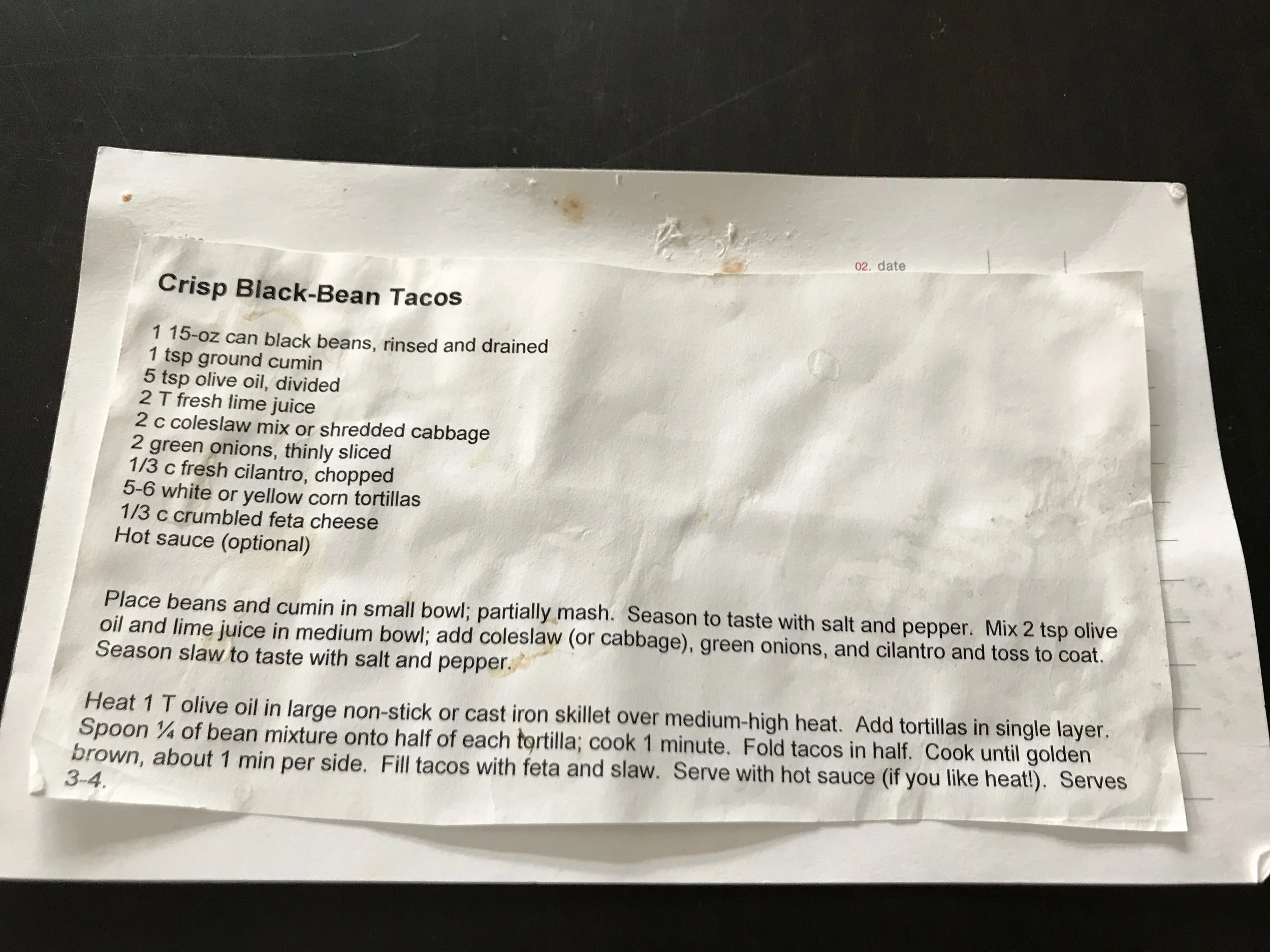 Crispy Black Beans Tacos. A recipe that can be doubled and tripled if you need to serve tacos to a lot of people. Even die-hard meat eaters will enjoy this taco. 