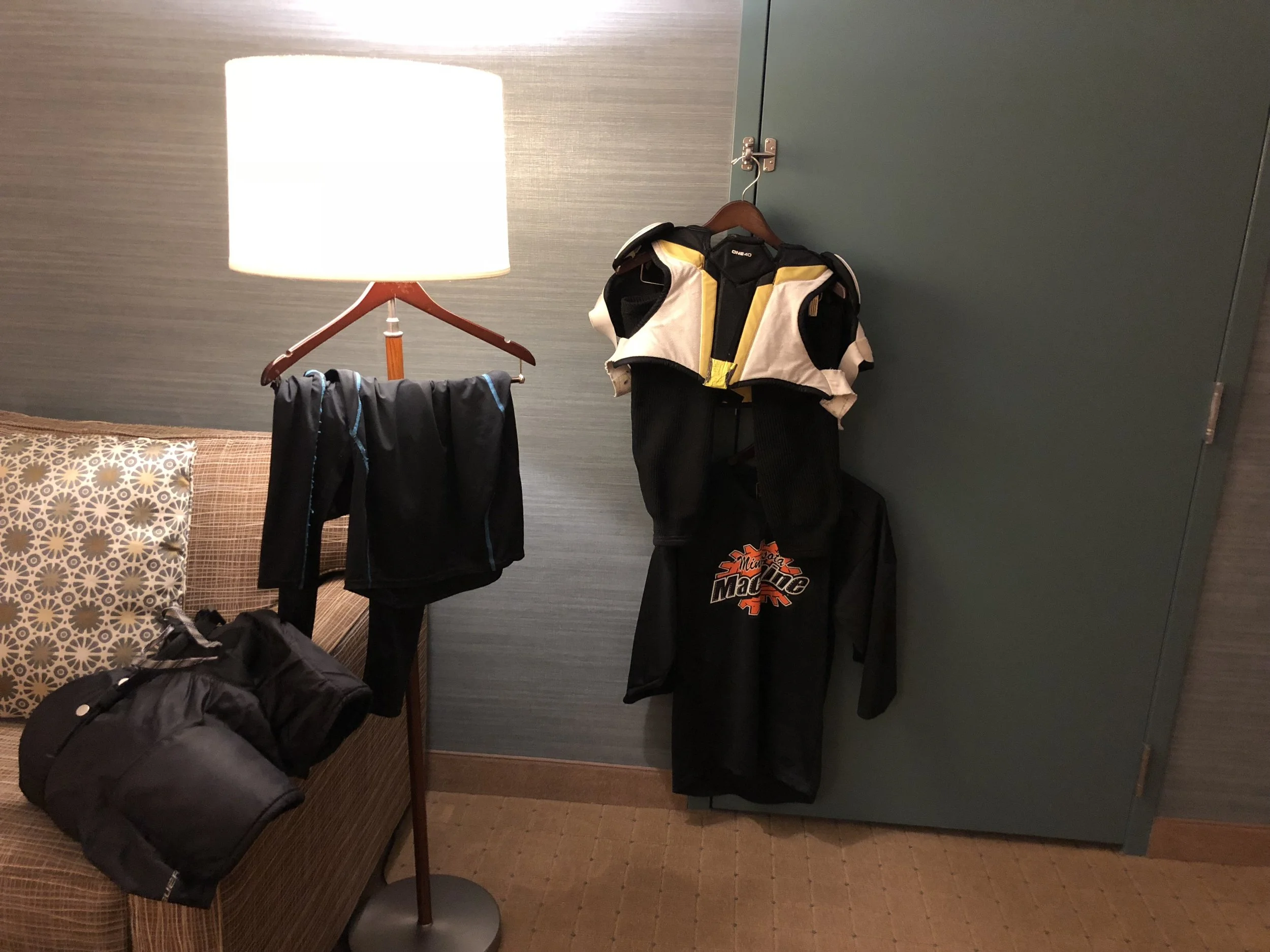 I felt like my brother-in-law because I too had a routine to prepare my son in order to have the best chance of being successful. I came back to the hotel room after every game and would air dry the uniform and equipment.