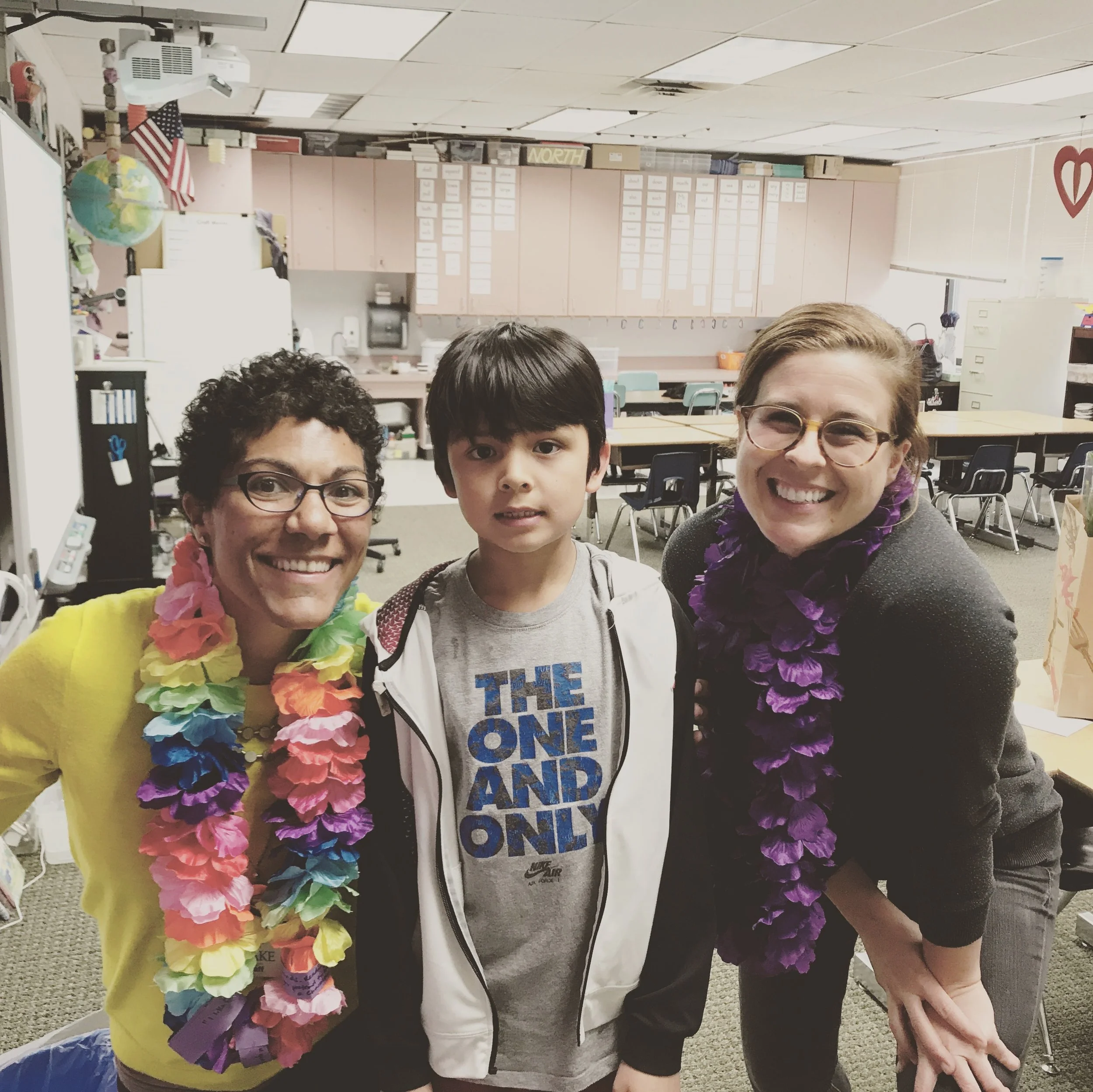 Last year, I didn't think about taking a picture of the final product. The teachers took off their gift cards and notes but wore the leis all day on the last day of school.