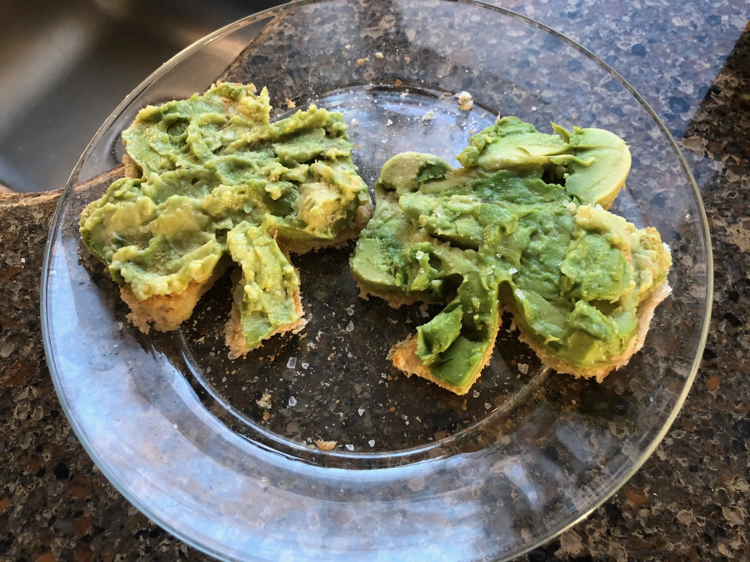 I don't have a picture of it but I also make hearts on the toast for V-day or anytime I want to show some love. You can change the look of avocado on toast for holidays or special occasions but in our house, you CAN'T change the ingredients: sourdough bread or GF bread, avocado and salt.
