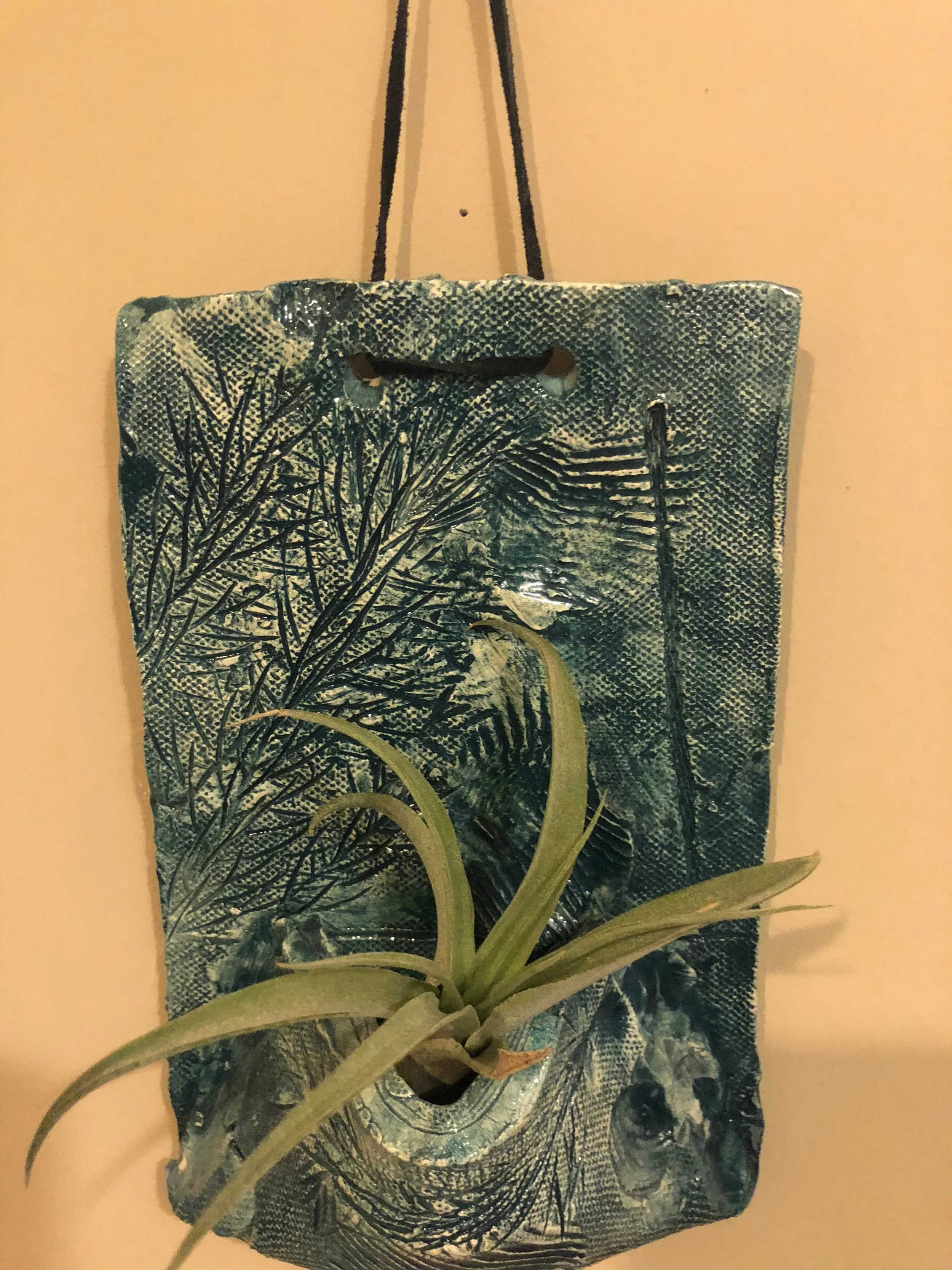 Also hanging in my office is this priceless piece. My son made it for me when he was in Pre-K. It's held a succulent plant for all these years. I just replaced it with this air plant this week.
