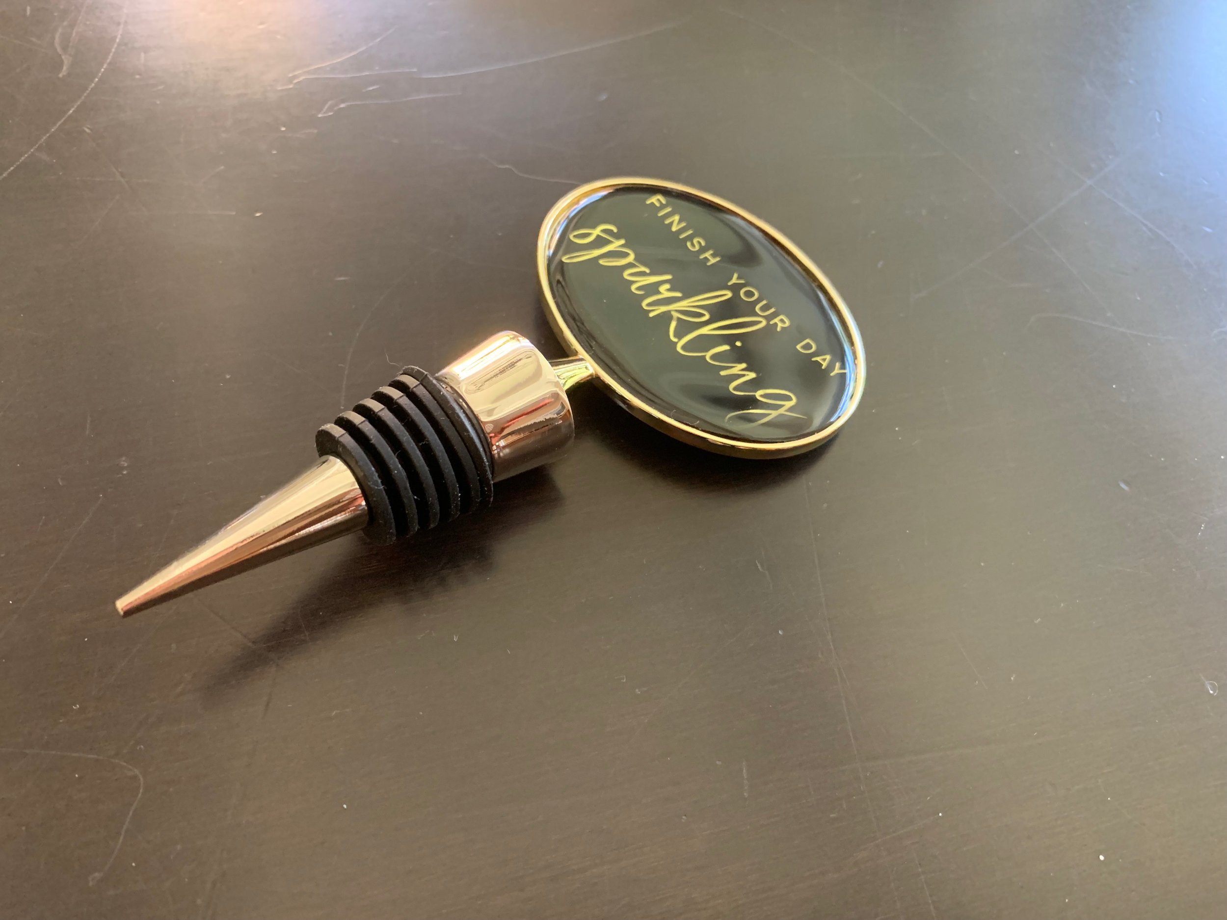 But now I buy full size bottles of Prosecco - thanks to my friend Allison - because she gave me this wine stopper. The stopper helps keep the wine from going flat or spoiling quickly. Not to mention, it saves me money, time and effort of recycling so many little bottles per week.