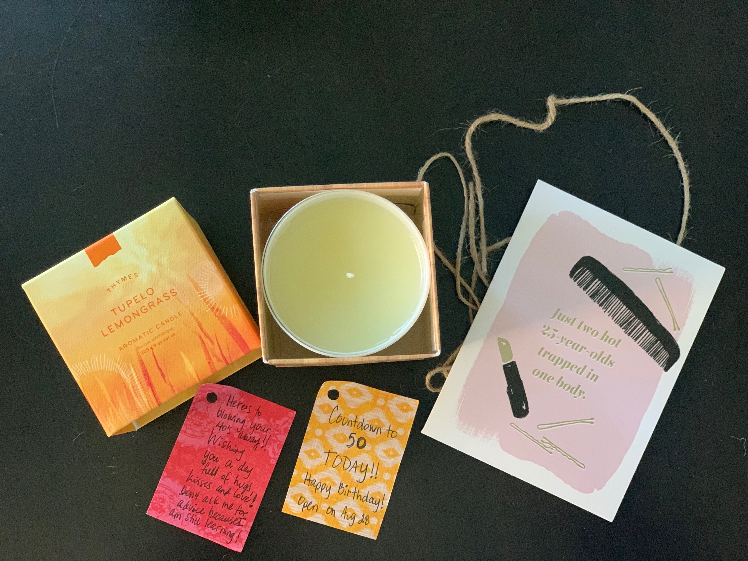 Gift #9 - a wonderful scented candle. Ah, Om Shanti! This is such a great pinch . I can’t stand the card! Are daughters of twins or what? She sent this card even before I posted this blog. Love.