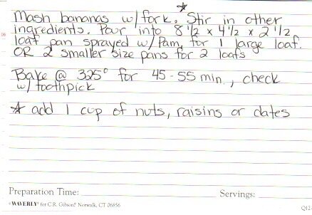 The recipe above is a thoughtful pinch from one of my bestie’s mom, Star (don’t you love the name Star?). She would make this banana bread for us roomies and it was always so delicious.