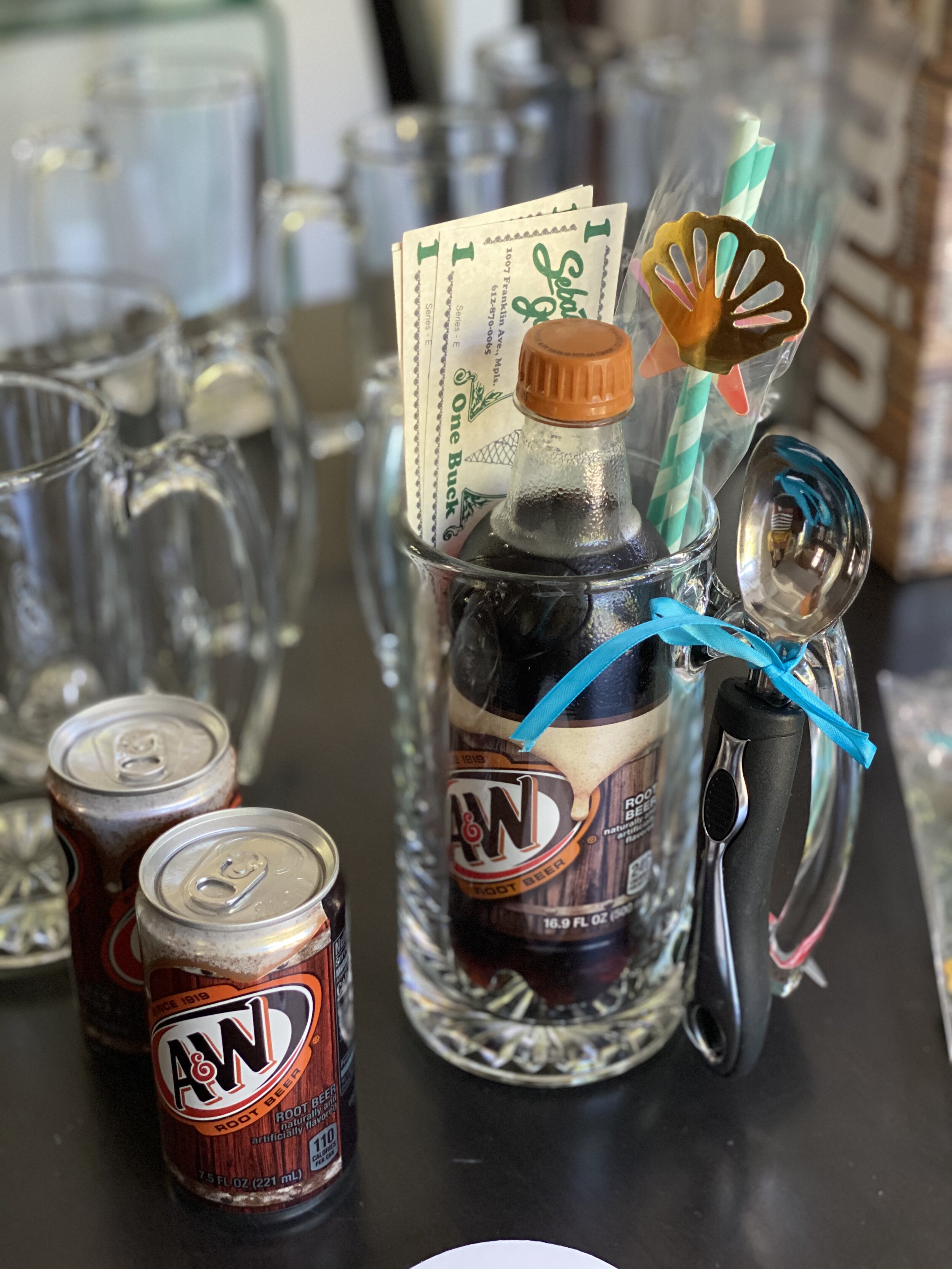 #2. Deluxe Without the Ice Cream - This package is similar to #1 only it has more root beer and additional props such as a mug and ice cream scooper. Mailing this item, if permissible, would cost more because more caution is necessary when packing g…