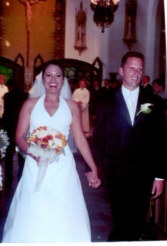 July 12, 2003 - Barb Pellicer Paton walking down the aisle with the hub.