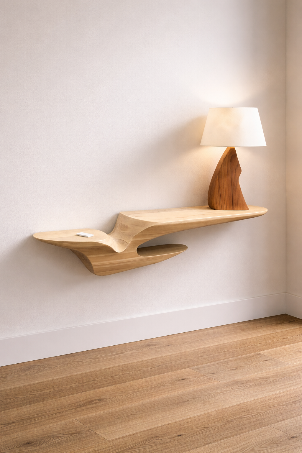 Modern floating shelf with desk lamp.png