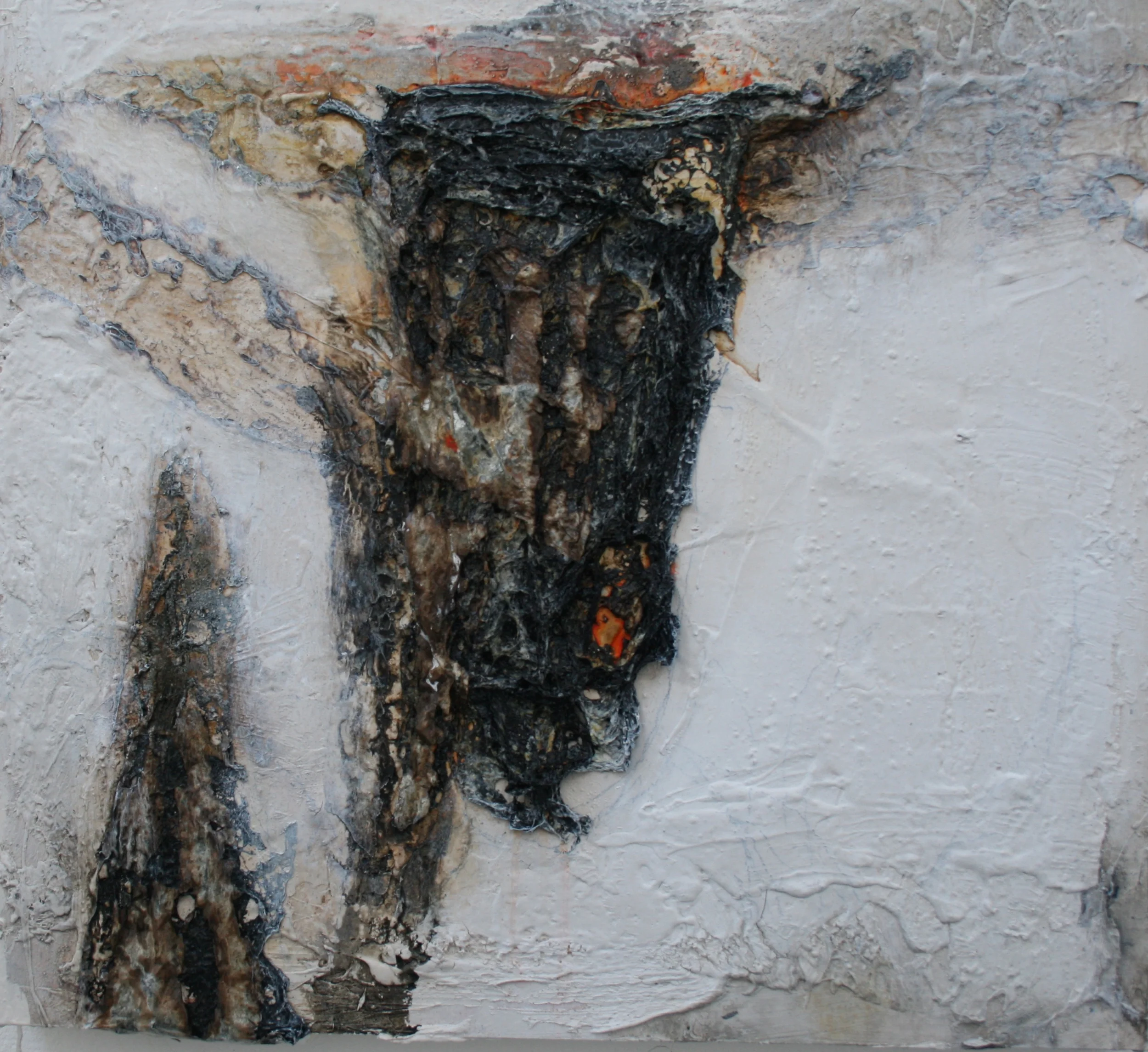 60cm x 60cm, silage foil, ink, acrylic on board 2014 (sold)