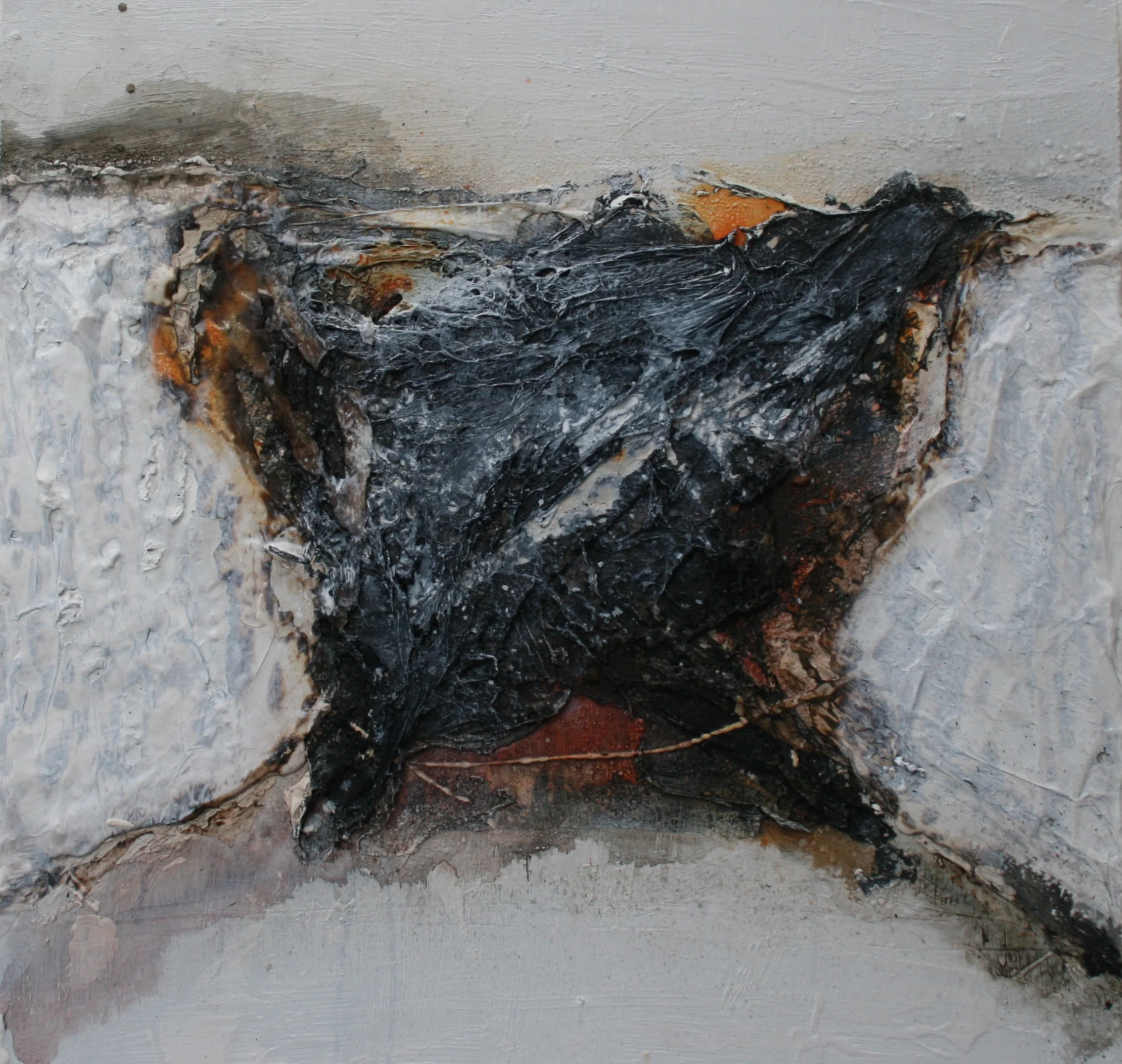 60cm x 60cm, silage foil, ink, acrylic on board 2014(sold)