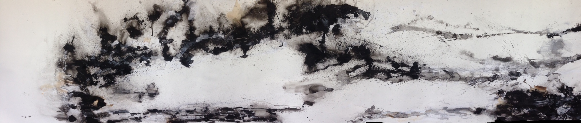 120cm x 600cm, Ink, peat,charcoal,gesso on paper 2013