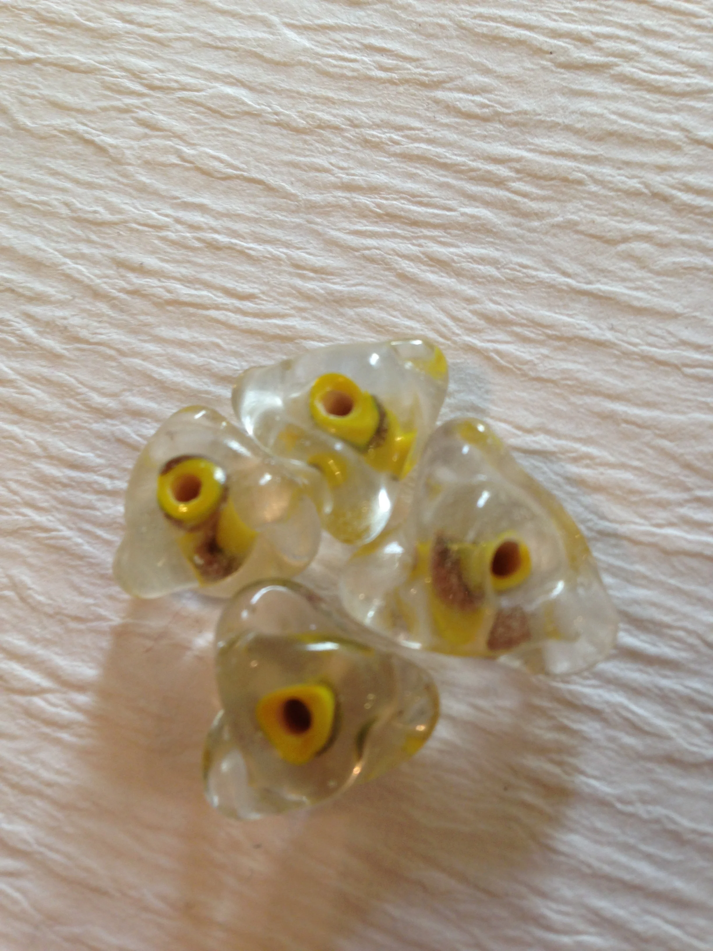 Yellow and Clear Vintage Glass Beads