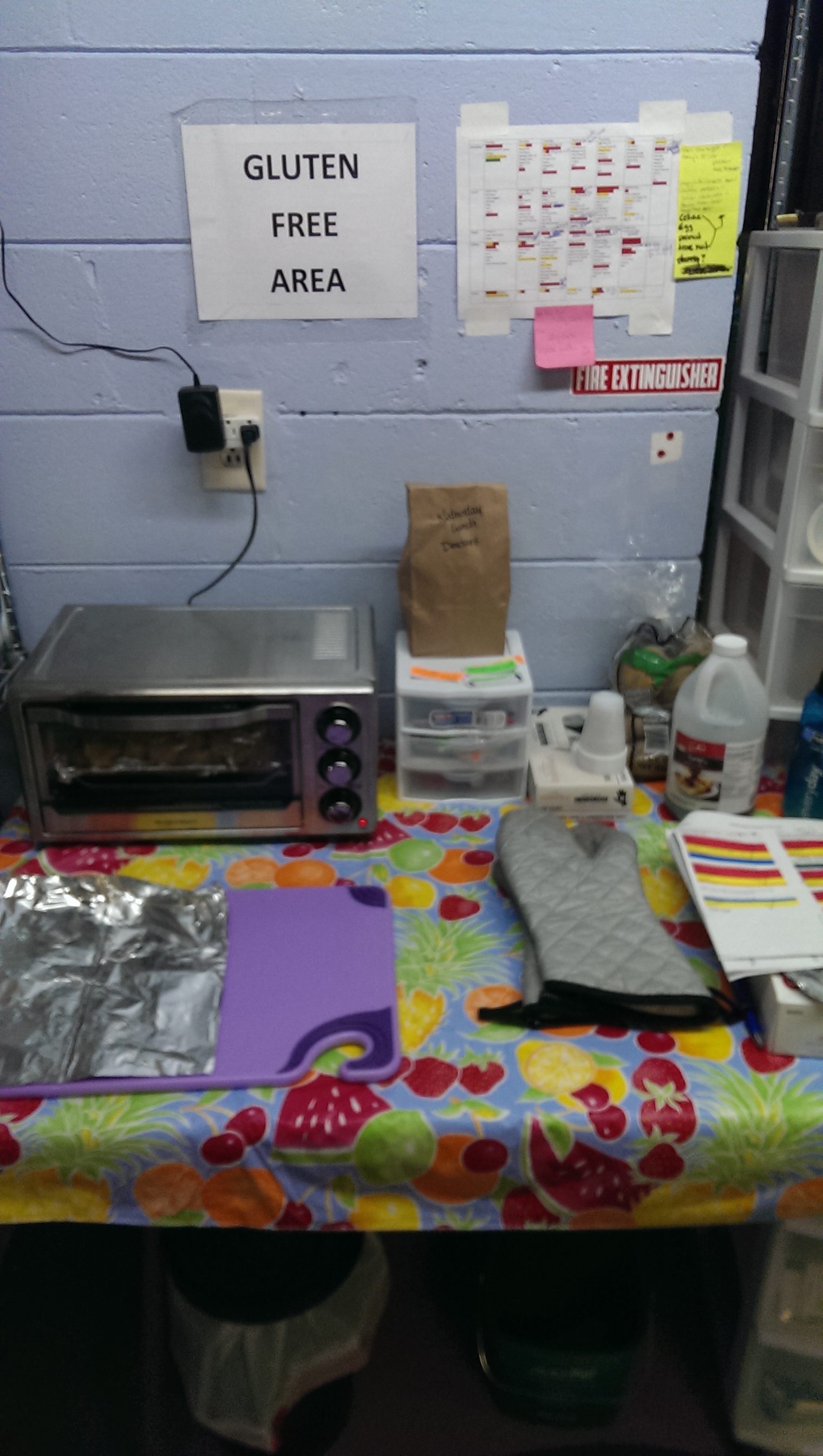 The Gluten Free Prep area in the kitchen.
